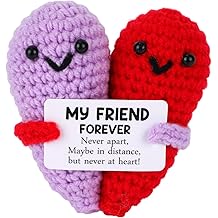 TOYMIS Funny Crochet Heart, Handmade Knitted Bestie Gifts Positive Doll for Women Birthday Christmas