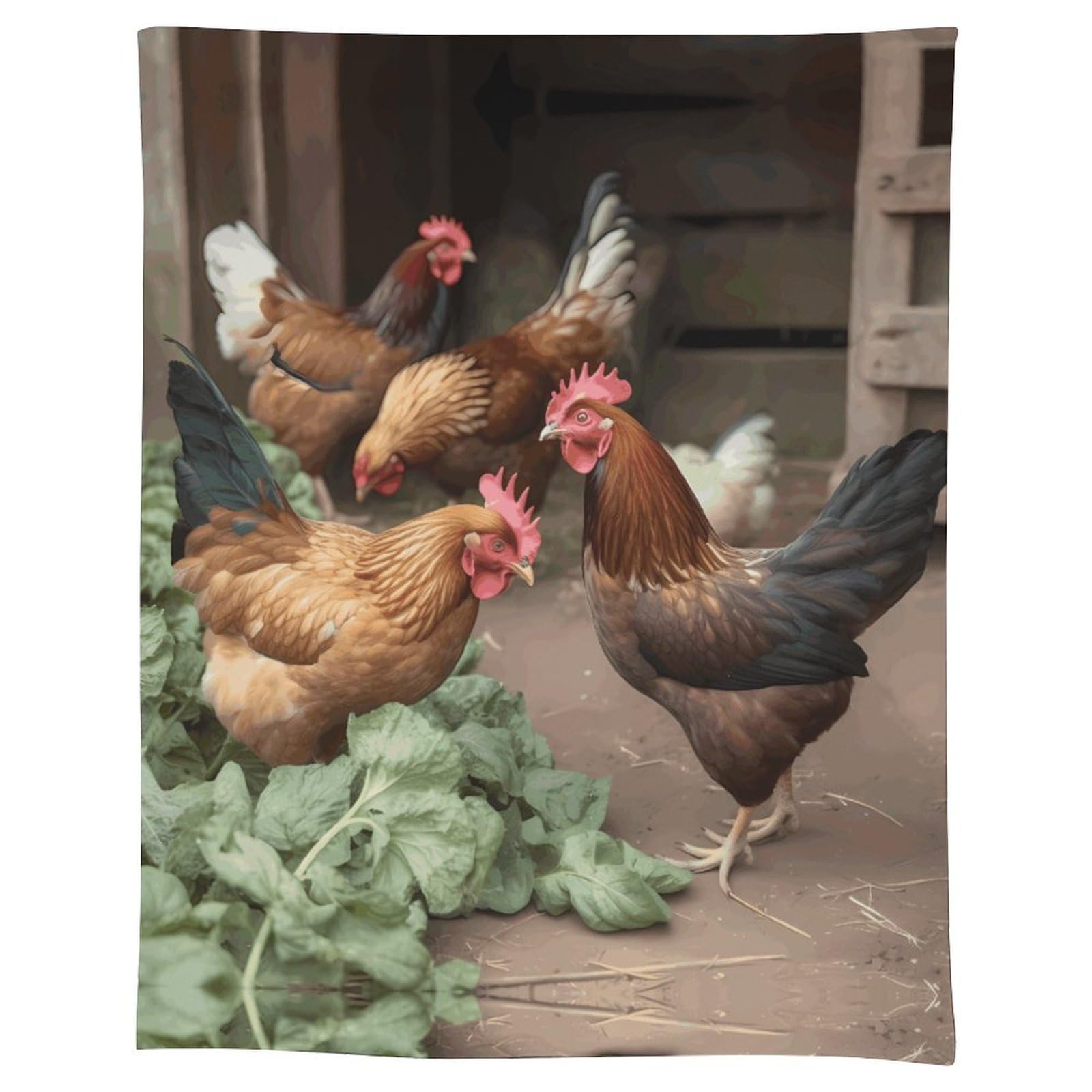 Nappe de table imprimée poulets de ferme lavable et décorative en tissu pour votre salle à manger