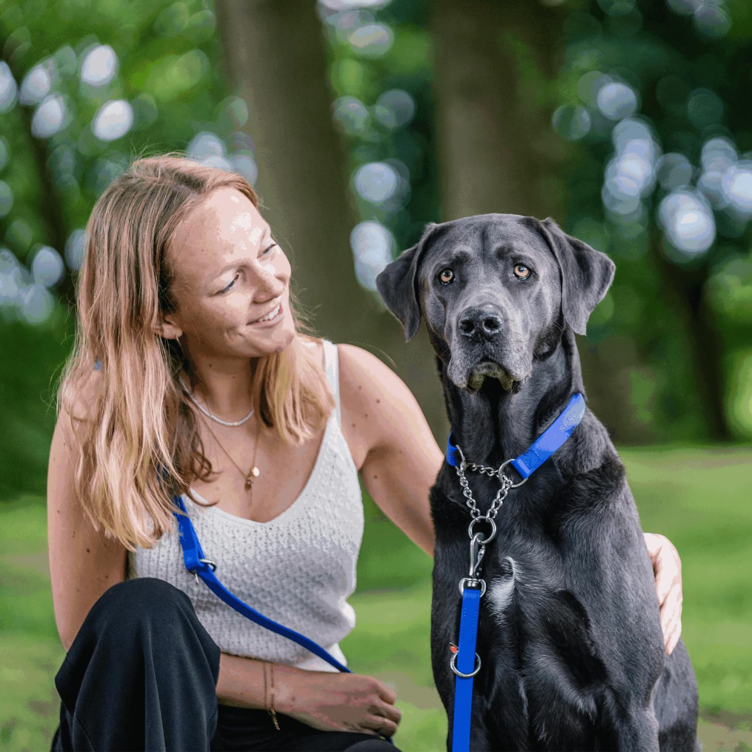 Sprenger BioThane® Hundeleine 3-Fach verstellbar, 2,3 m – extrem reißfest, pflegeleicht, wasserabweisend, für große Hunde, Blau