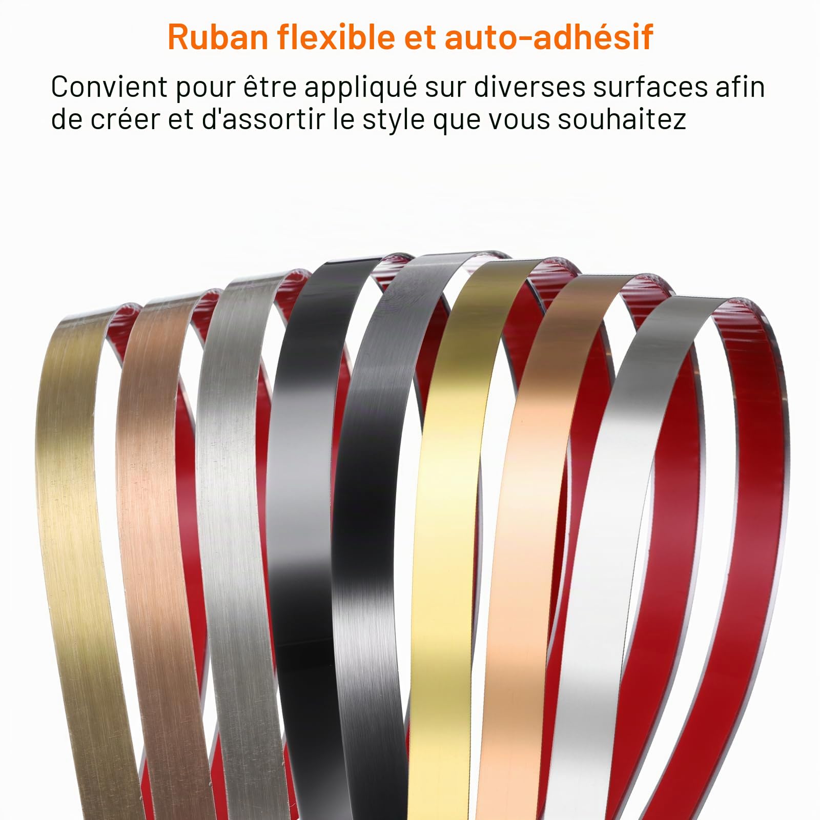 QUARKZMAN 19,7Ft x 1,18" Garniture Murale, Cadre de Garniture de Moulure à Décoller et à Coller, Garniture de Bande Métallique de Finition Brossée en Acier Inoxydable auto-Adhésive, Argent