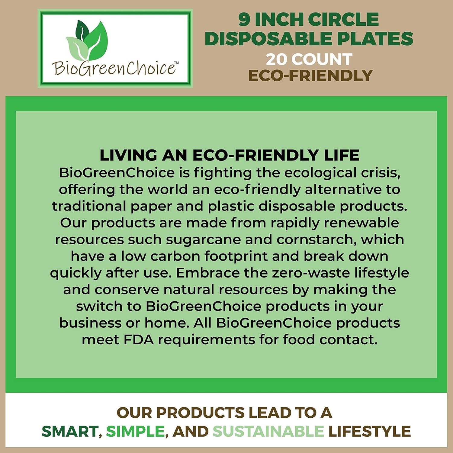 BioGreenChoice Eco-Friendly White 9 in. Eco Friendly Bagasse/Natural Sugarcane Disposable Plates (240 count- bulk), Heavy Duty Paper Plates for thanksgiving & events- Microwave safe