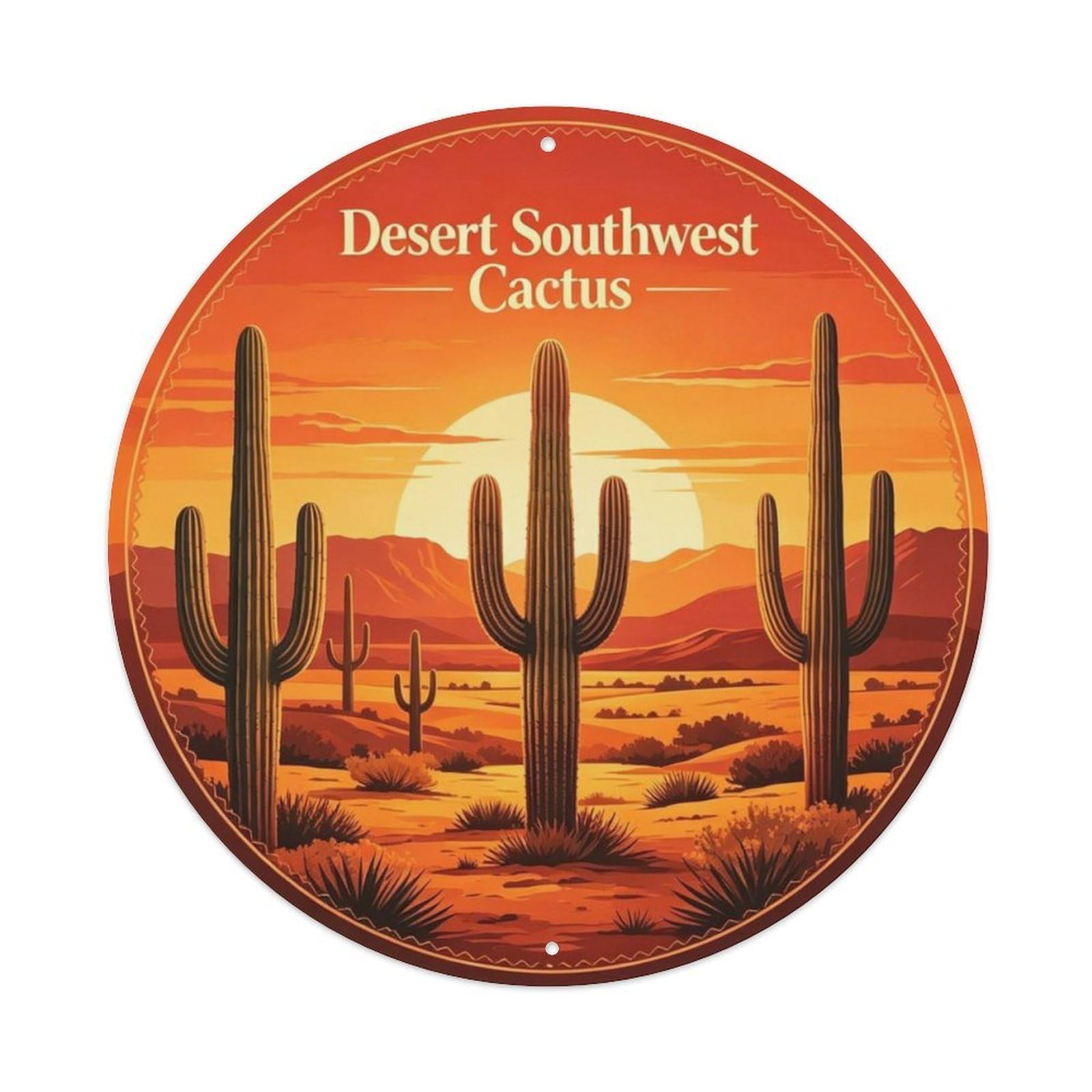 Desert Southwest Cactus Metal Tin Sign Plaque