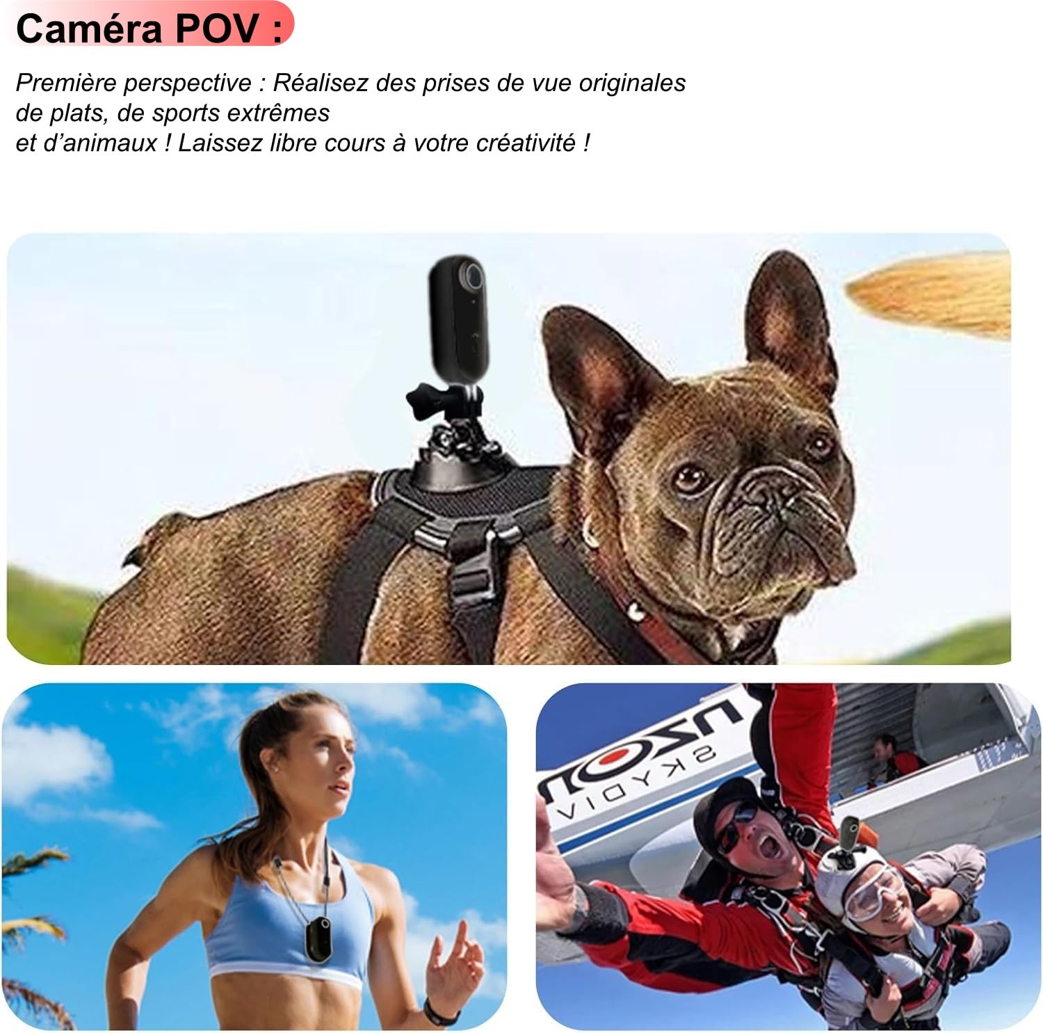 TKMARS Mini Caméra Sport Moto 1080P, Caméra Action WiFi avec Fixation Magnétique et Clip 360°, Étanche 30m, Grand Angle 120° POV, Idéale pour Casque, Vélo, Ski, Vlog(Noir)