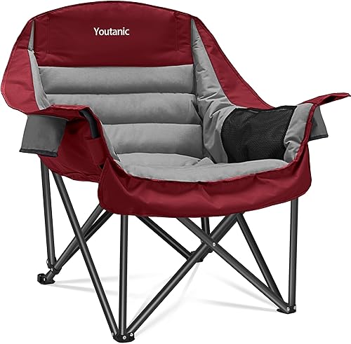 Miniatura 14 de Silla de campamento doble de gran tamaño, sofá de camping plegable con bolsillo, portavasos y bolsa de transporte, sillas de camping portátiles