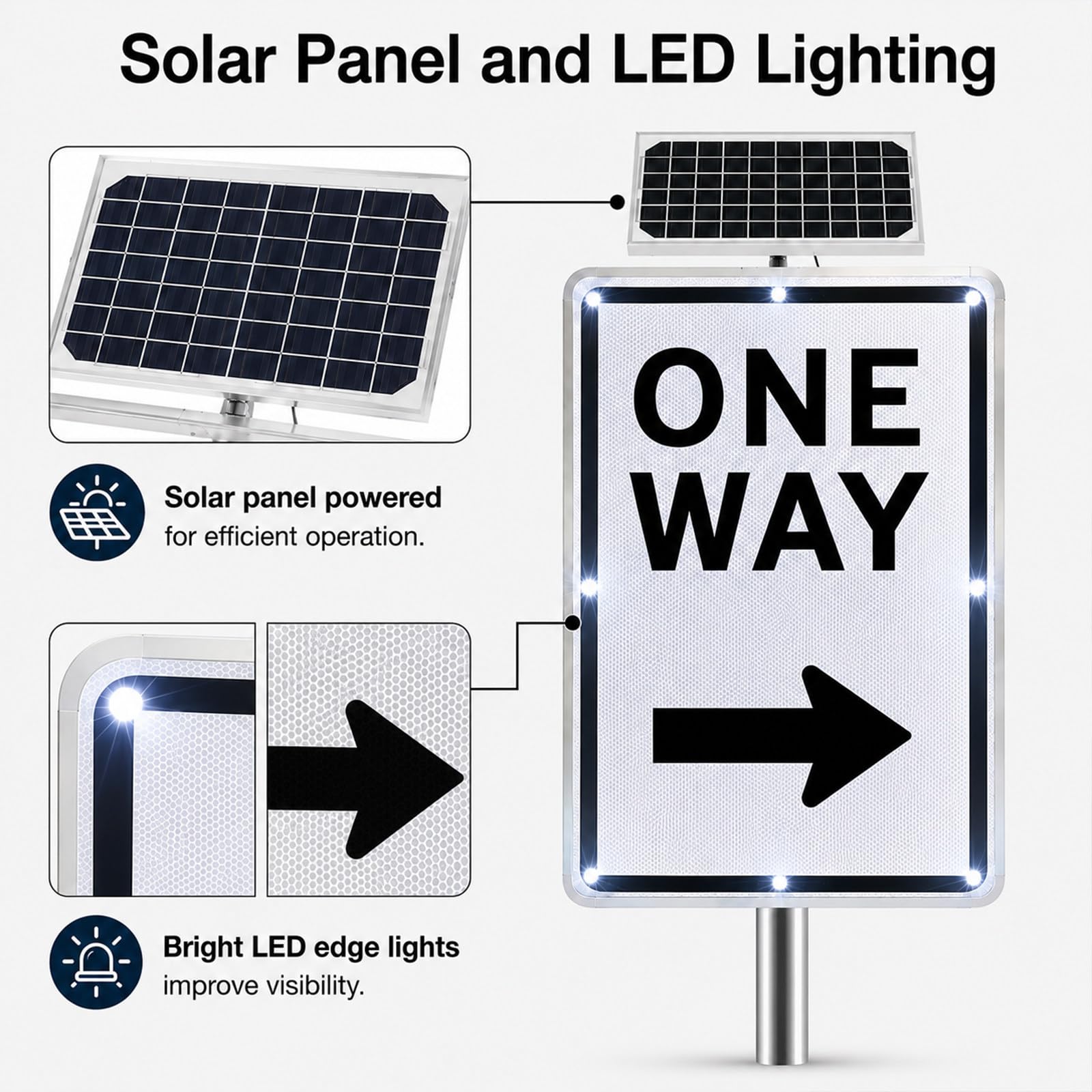 Señal de Flecha de Sentido único de 18x24 Pulgadas RightArrow | Metal inoxidable con orificios de montaje, duradero para entradas de vehículos, estacionamientos y caminos privados