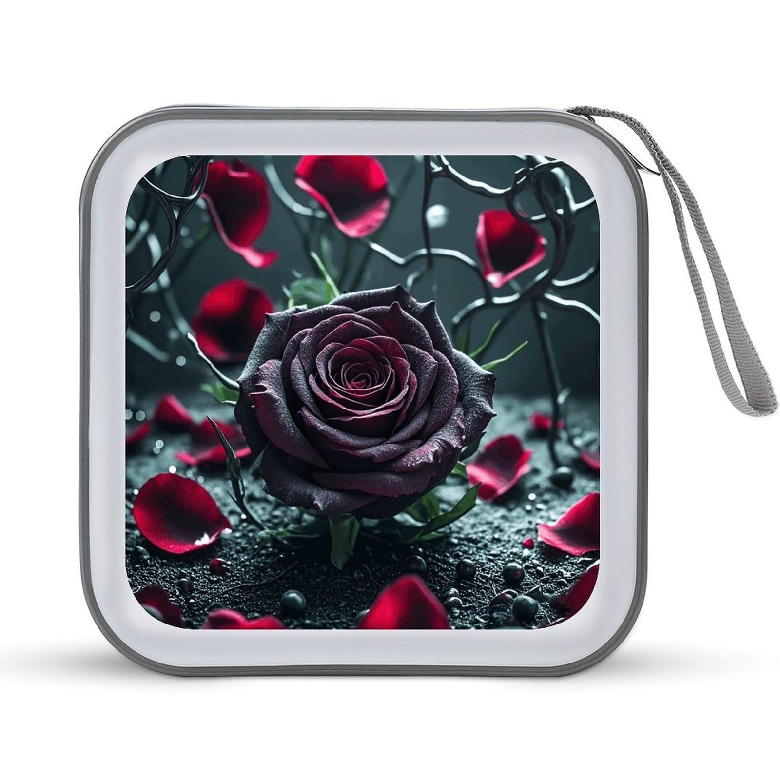 VstaDank Rose DVD Case With Zipper Portable CD Case Hardshell DVD VCD Binder Storage Box EVA Protective Blu-ray Wallet 40 Capacity CD Wallet Movie Music Media Disc Wallets