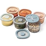 Silicone Snack Containers for Kids and Toddlers | 8 oz Baby Food Containers with Airtight Lids and A Snack Lid | Baby Food Jars | BPA Free | Freezer & Dishwasher Safe | 6 Pack