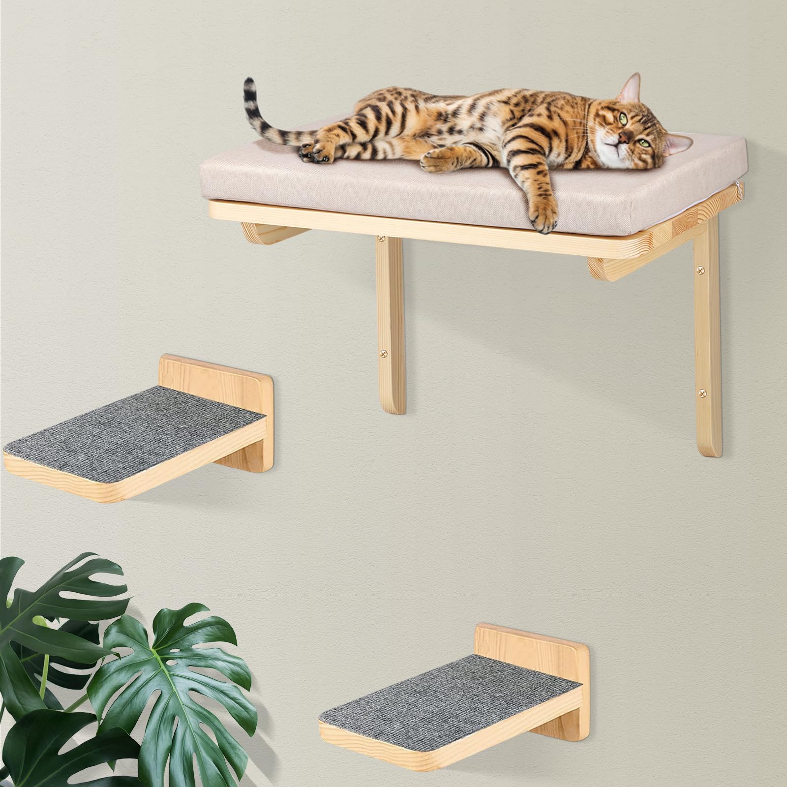 HUOLE Hamac Chat Fenetre Perchoir Lit Fenêtre Panier Suspendu Etagere pour Chats 40 * 30 * 25 cm-Gris Robuste Jusqu'à 18kg Facile à Monter et à déplacer Pas de Ventouse Balcon
