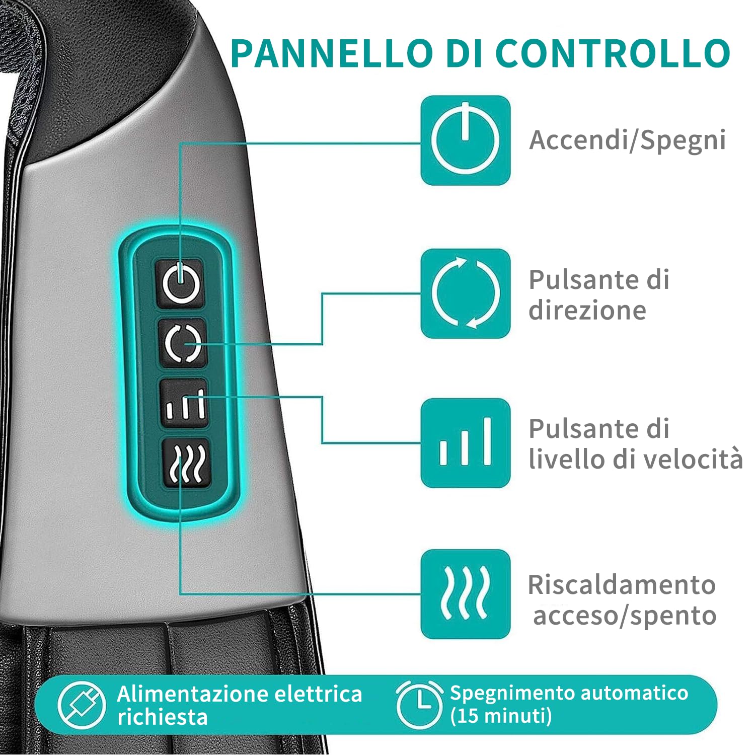 Nekteck Shiatsu collo e massaggiatore posteriore, con calmante calore e tessuto profondo 3D massaggio cuscino, è adatto ，e può essere facilmente utilizzato in casa, ufficio e autoo