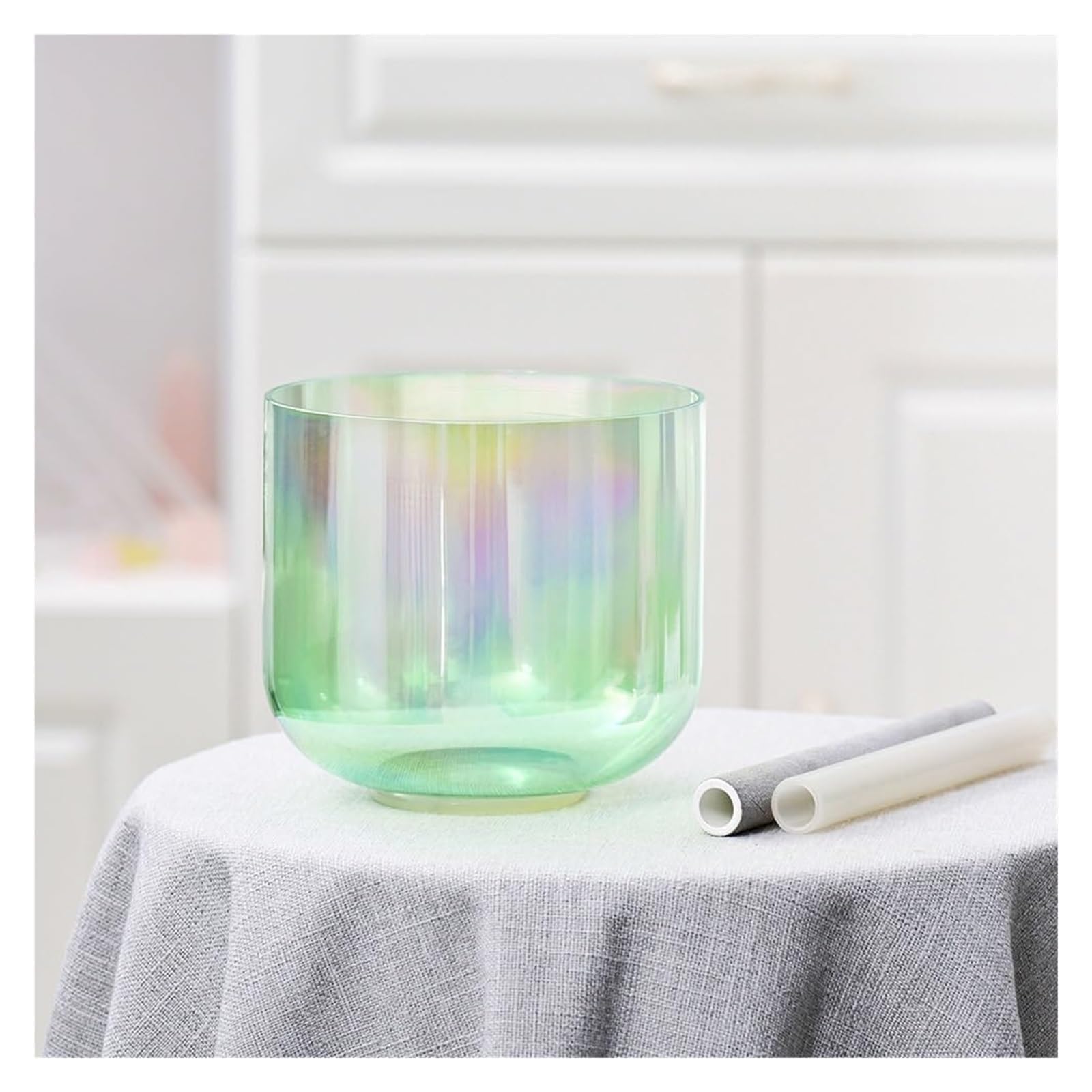 Set di campane tibetane in cristallo da 6 pollici, 432 Hz, campana tibetana alchimica trasparente, luce cosmica per yoga, con accenditore acrilico gratuito e O-ring (C note)