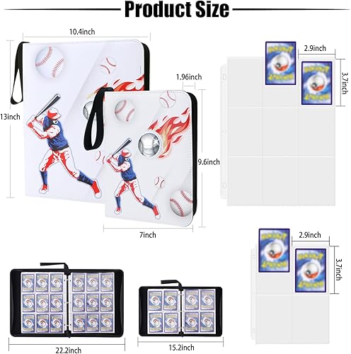 Miniatura 6 de Carpeta de tarjetas de béisbol, tarjetero de béisbol, carpeta de tarjetas intercambiables, con 7 carpetas de tarjetas intermitentes de luz colorida,