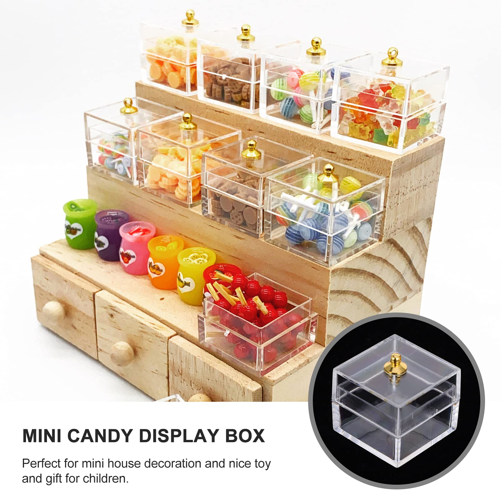 ARTIBETTER 10pc Mini Candy Display Boxes - 1:12 Scale Dollhouse Food Accessories