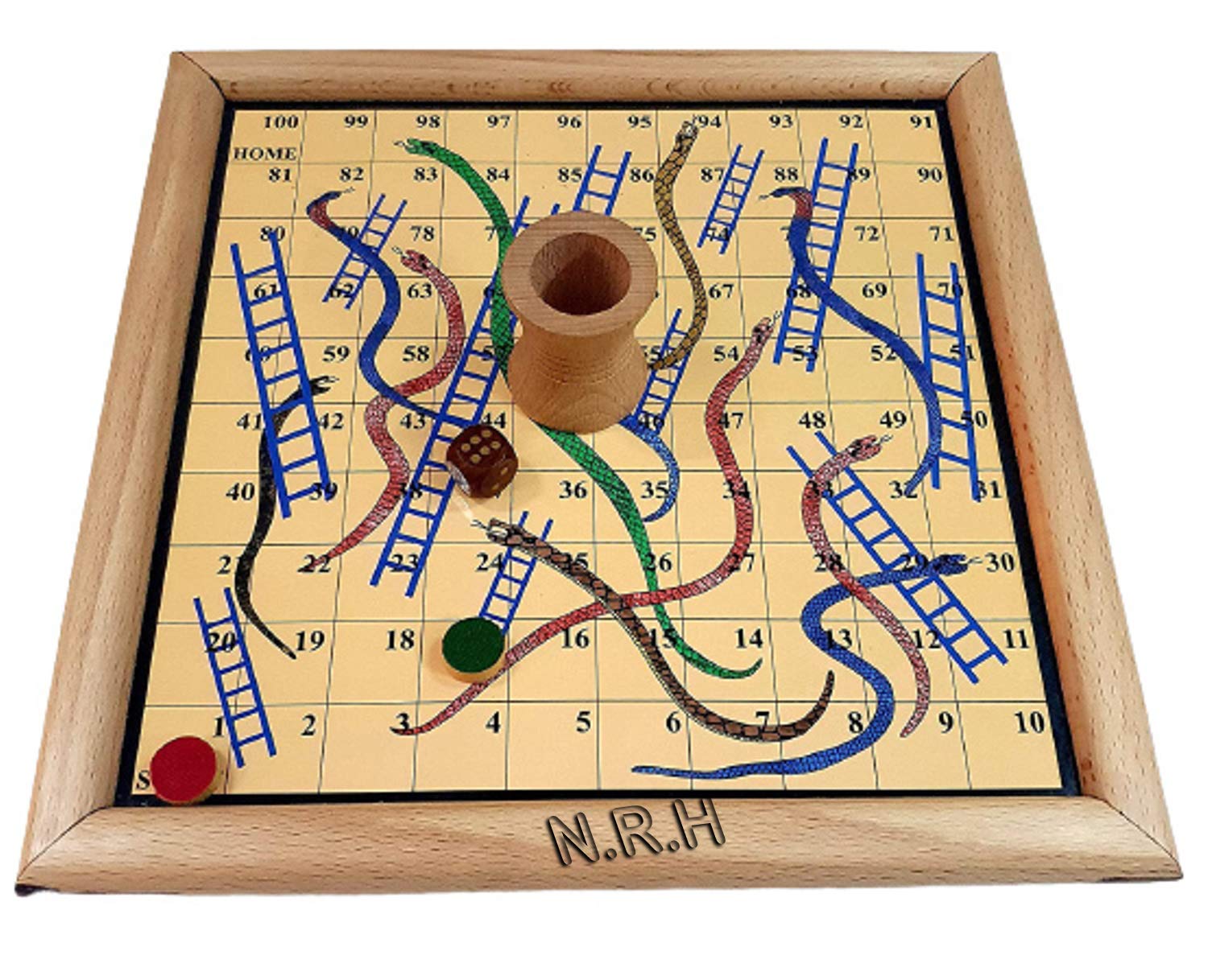 Nautyczna drewniana gra Ludo gra dla rodziny i przyjaciół gra wąż i ludo prezent przedmiot