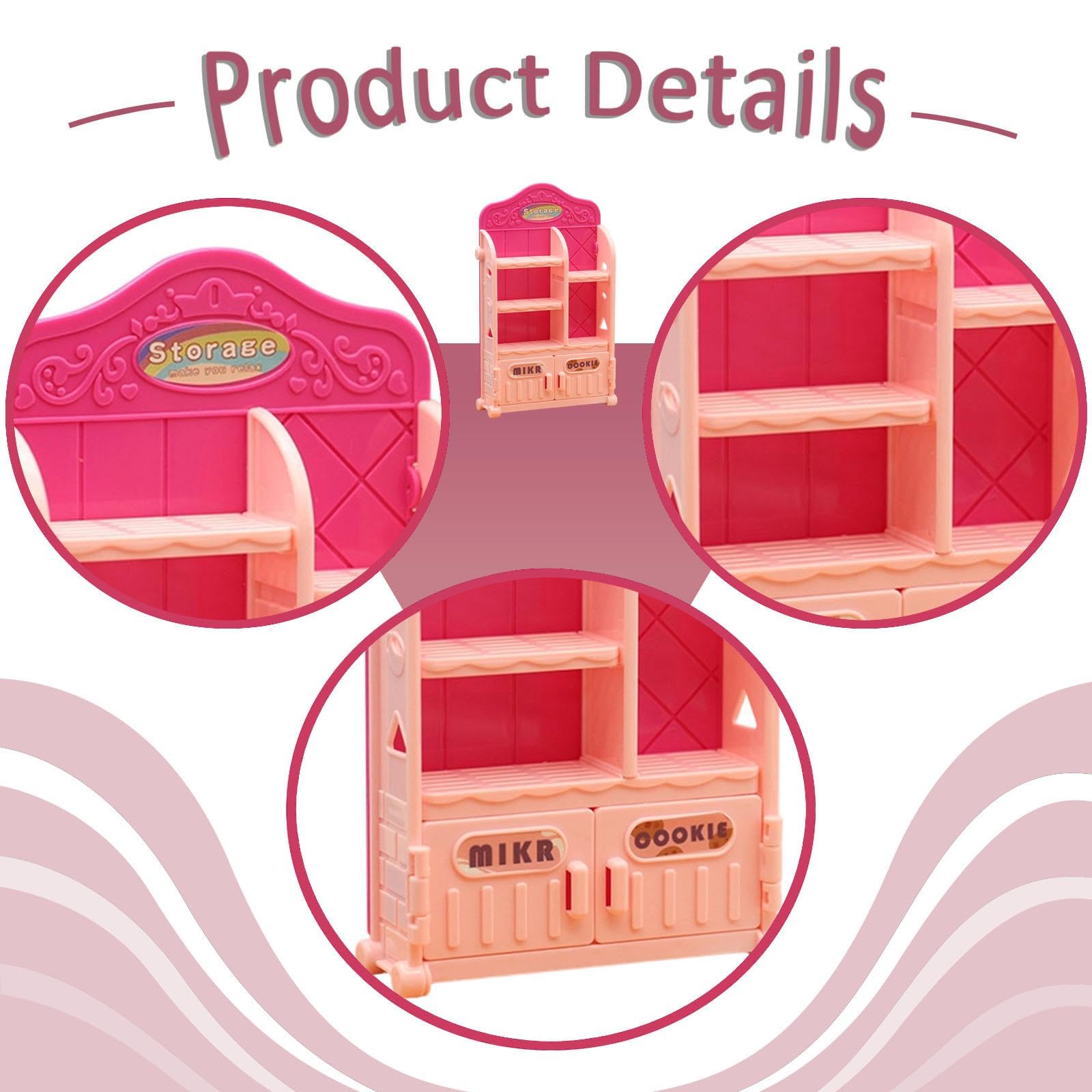 Estante Expositor Rosa Para Casa De Muñecas 1:12 | Mueble Organizador De PP Con Vitrina, Ideal Para Tiendas, Cocinas Y Cafeterías En Miniatura, Juguete De Simulación Y Decoración