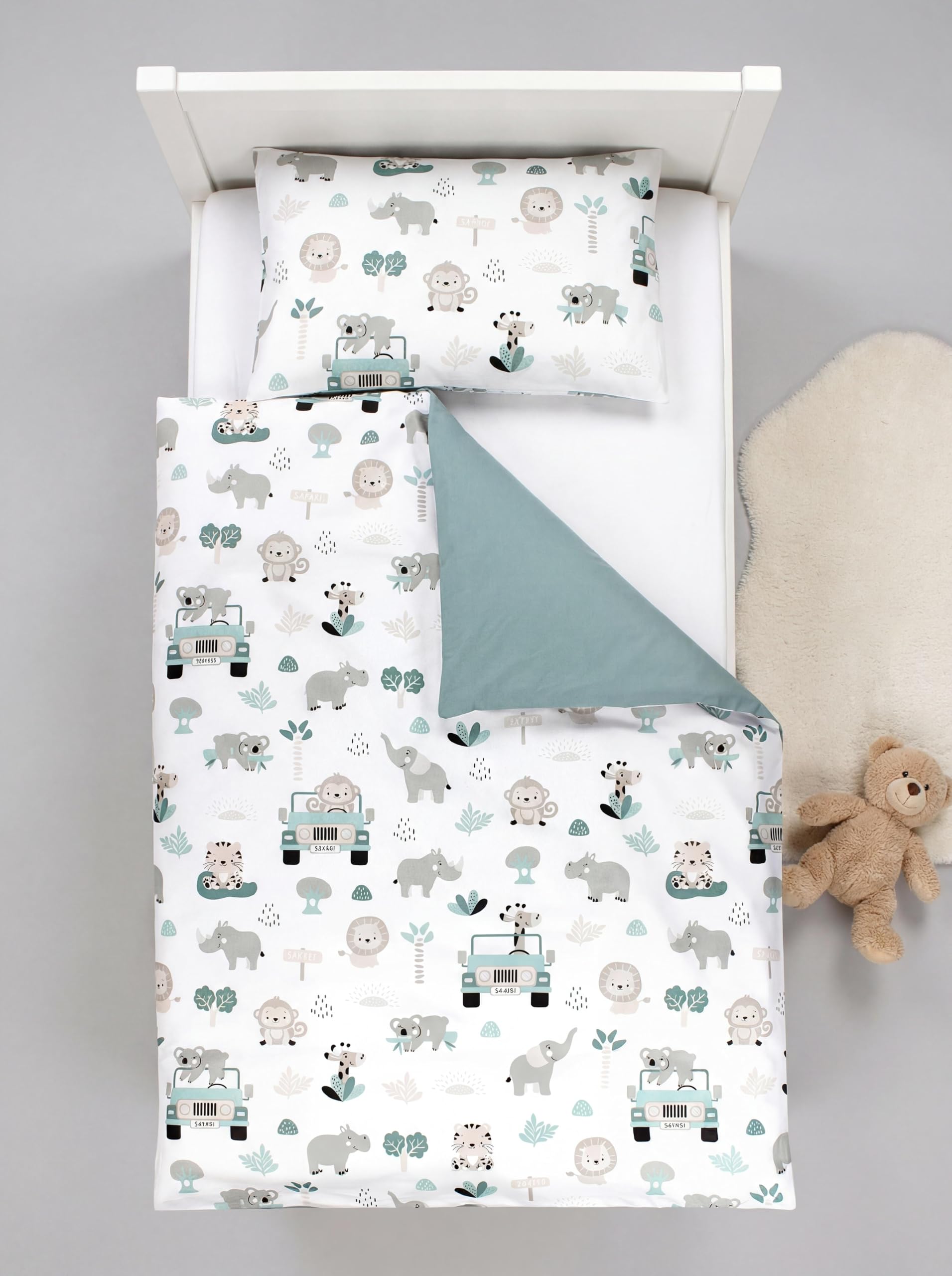 TupTam Juego de Ropa de Cama para Niños, de 2 Piezas., Zoo Verde, 135x100 cm
