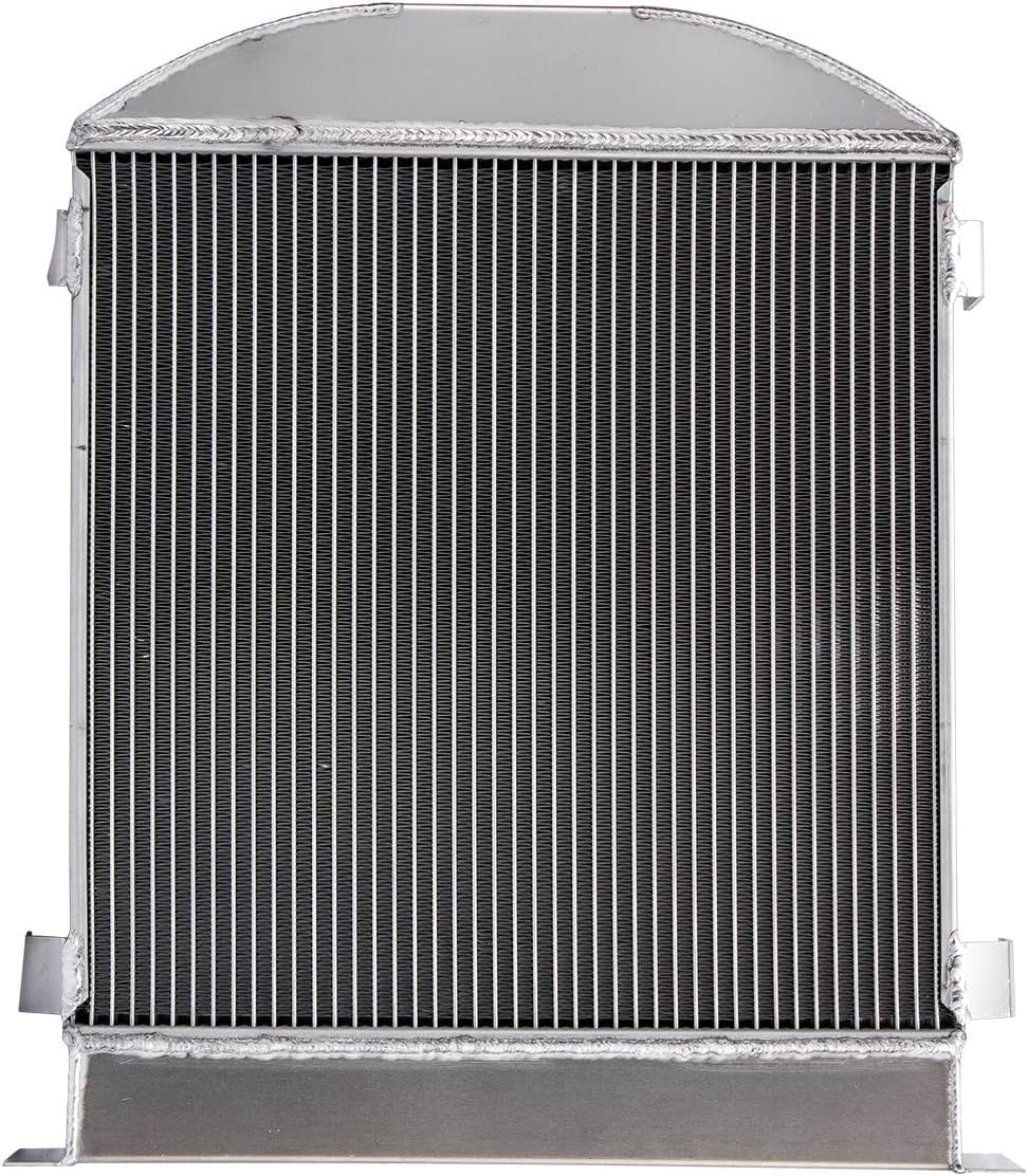 3 Row Core All Aluminum radiator Compatible With 1930-1938 Ford Model A Chevy V8 Engine 1931 1932 1933 1934 1935 1936 1937 radiators