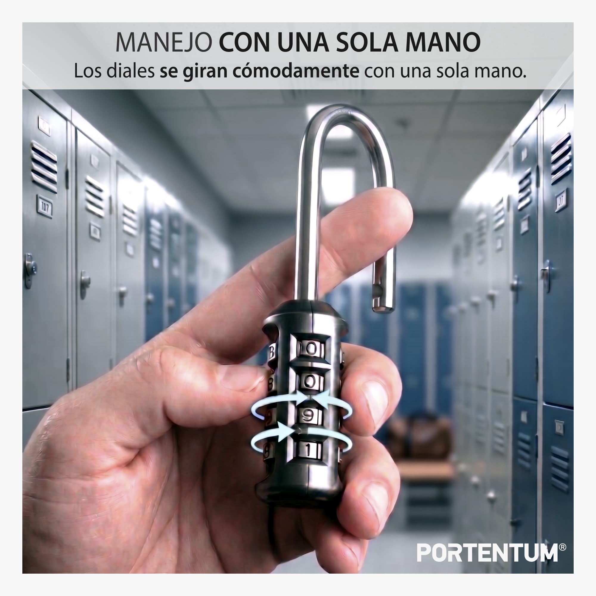PORTENTUM Candado combinacion arco largo 4 dígitos – Caja de 20 candados en 10 packs de 2 – Candado exterior negro con arco de acero – Candado taquilla gimnasio para taquillas y trasteros