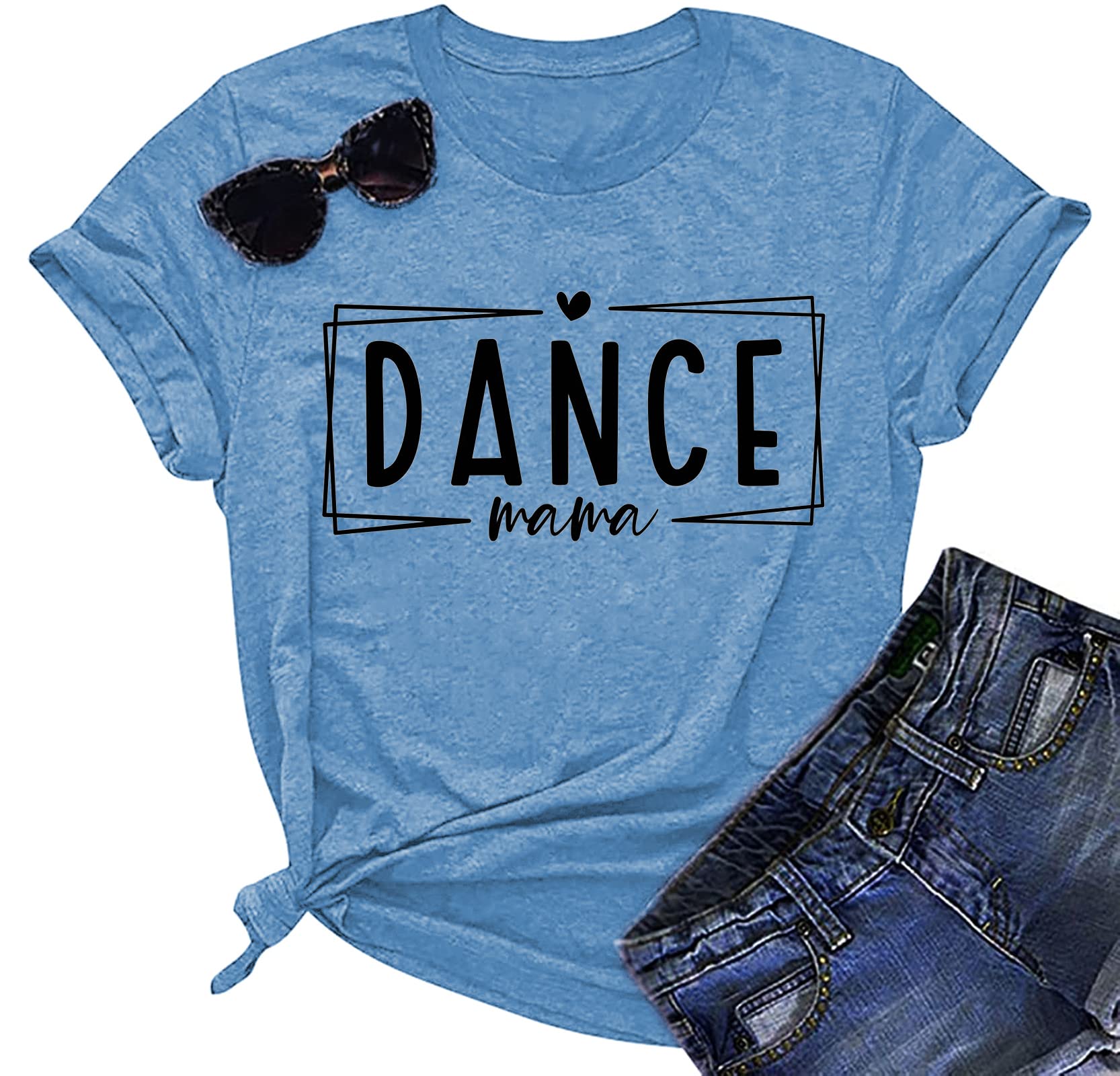 YI XIANG RAN Dance Mama Shirts Women Dance Mama Letter Printed T-Shirt Mama Graphic Tee Casual Short Sleeve Tops Tee