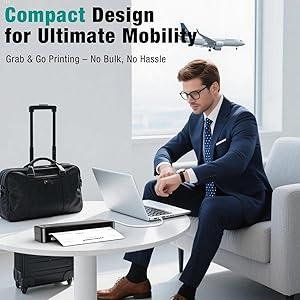 PEDOOLO Portable Printer Wireless for Travel, Inkless Thermal Printer Supports 8.5 x 11 Inch Thermal Paper, Bluetooth Compatible with iOS, Android, Laptop Includes 2 Rolls & 10 Sheets of Paper Kit