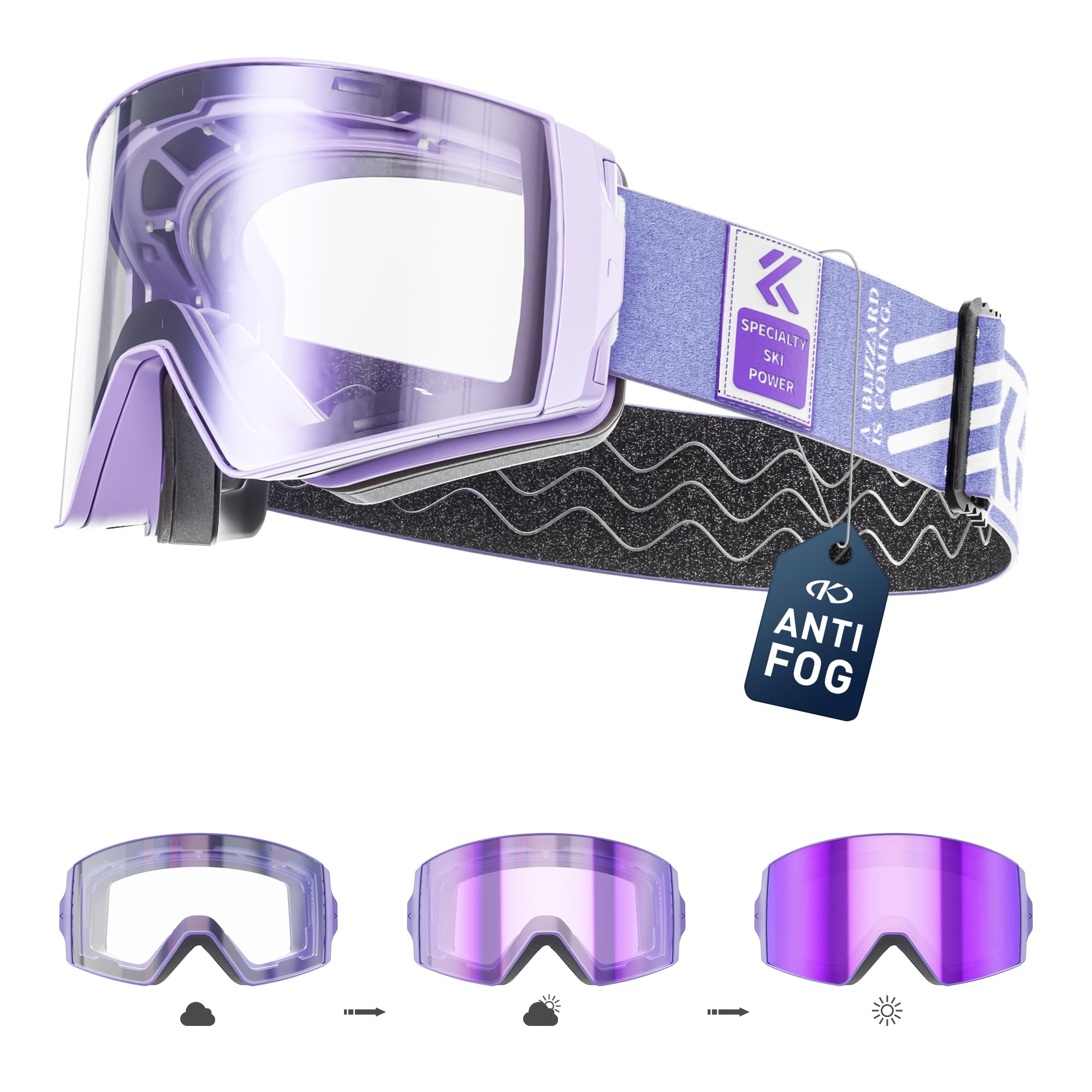 KAPVOE Photochromic Ski Goggles with Magnetic Lenses Anti-fog UV400 Protection Snowboard goggles Suitable for Men Women and Teens Snow goggles Helmet Compatible Ideal for Skiing Snowboarding 04