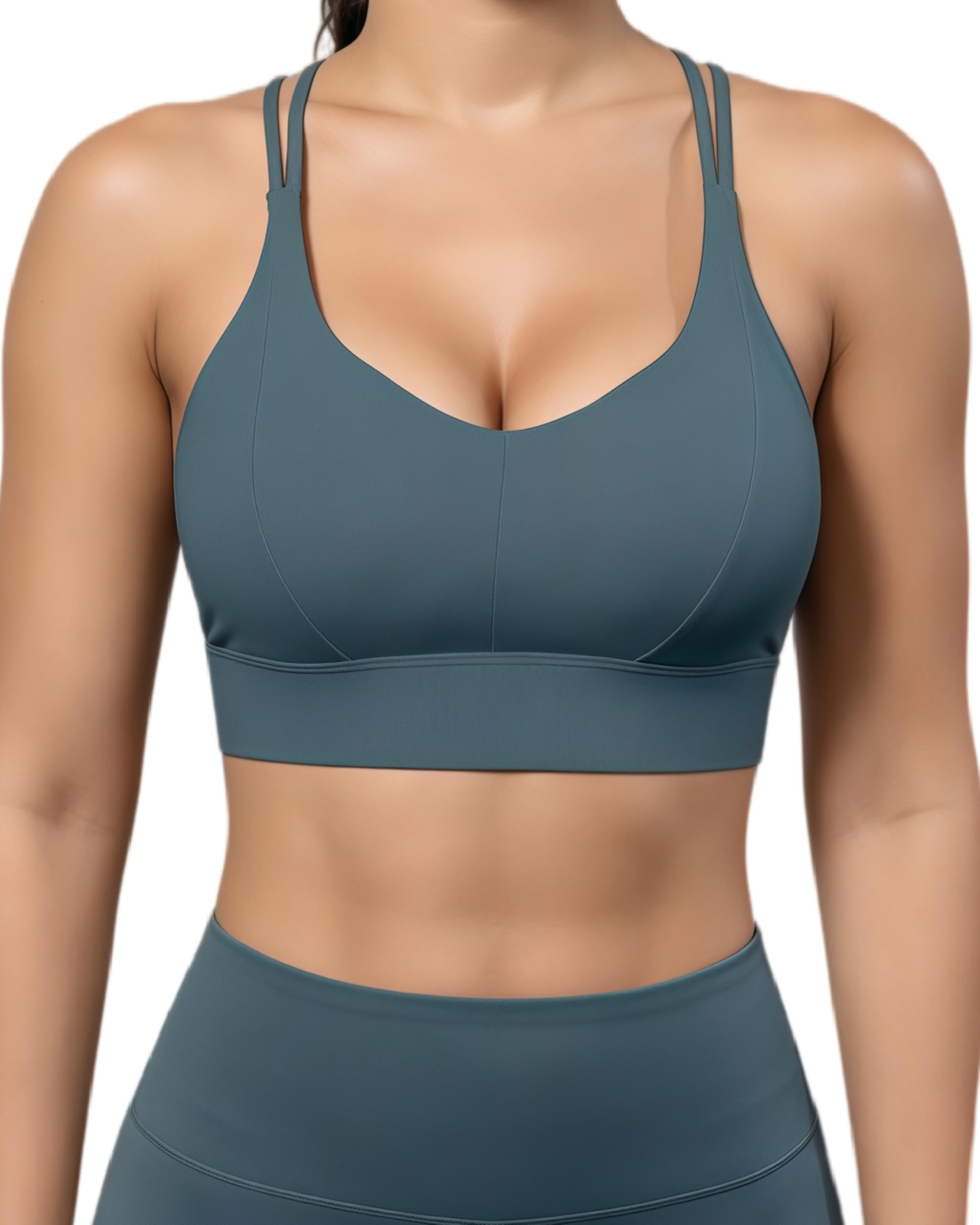 Grace Form Sports Bra for Women Strappy Medium Support Push Up Padded Sports Bra for Running Workout Bra Yoga Bra
