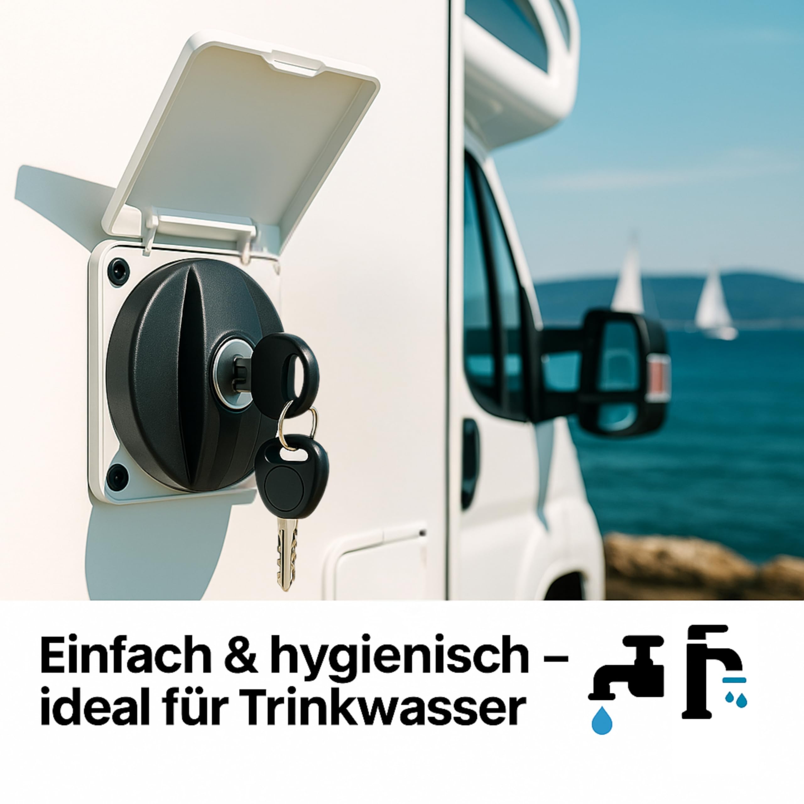 Abschließbarer Wassertankdeckel Wohnmobil – wassertankdeckel wohnwagen, deckel wassertank, für Einfüllstutzen Wasser Wohnmobil, Lebensmittelechter Kunststoff, UV-Beständig