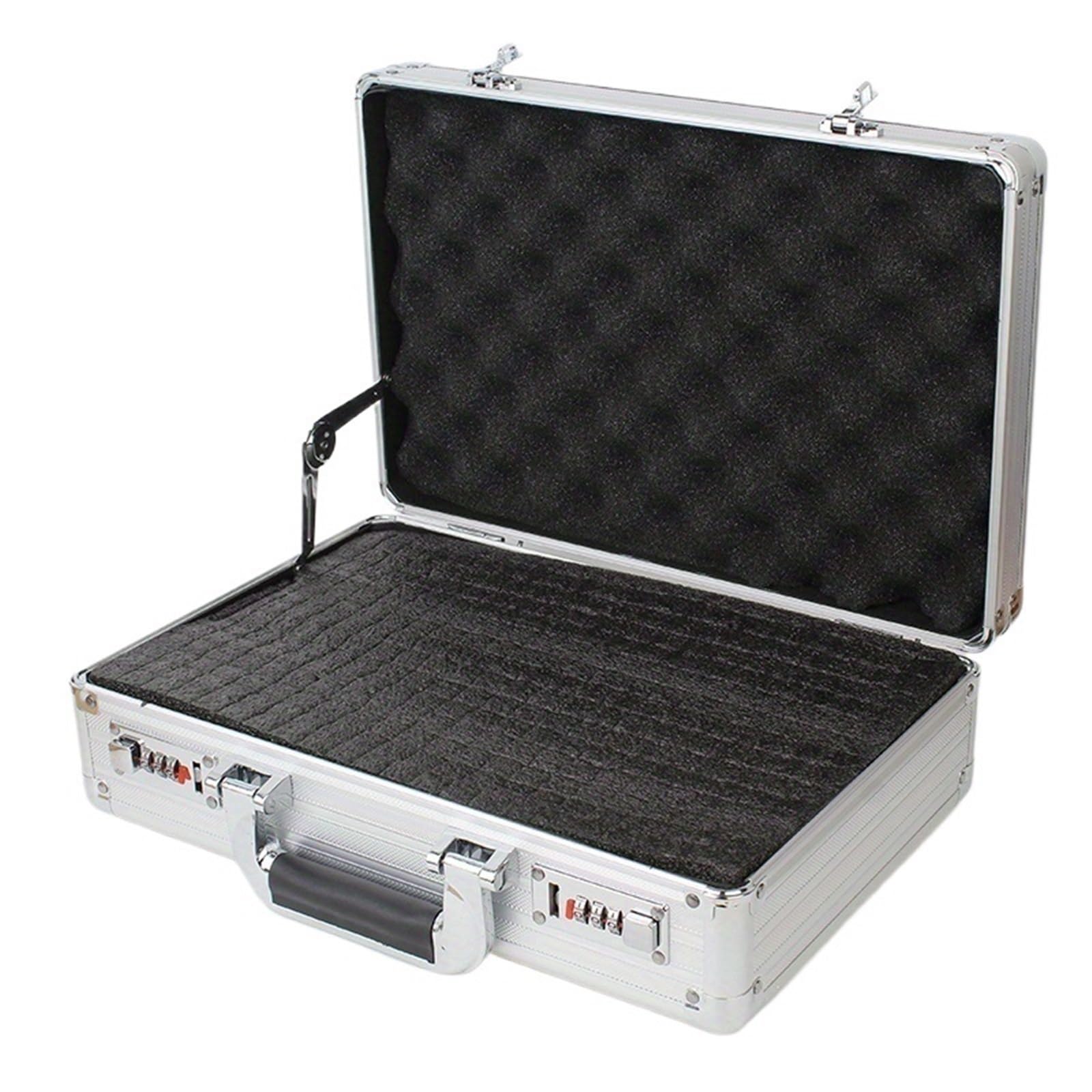 MaletíN De Aluminio Con Asa Caja de herramientas portátil con contraseña, caja almacenamiento equipo seguridad aleación aluminio esponja, protección contra caídas instrumentos precisión(White)