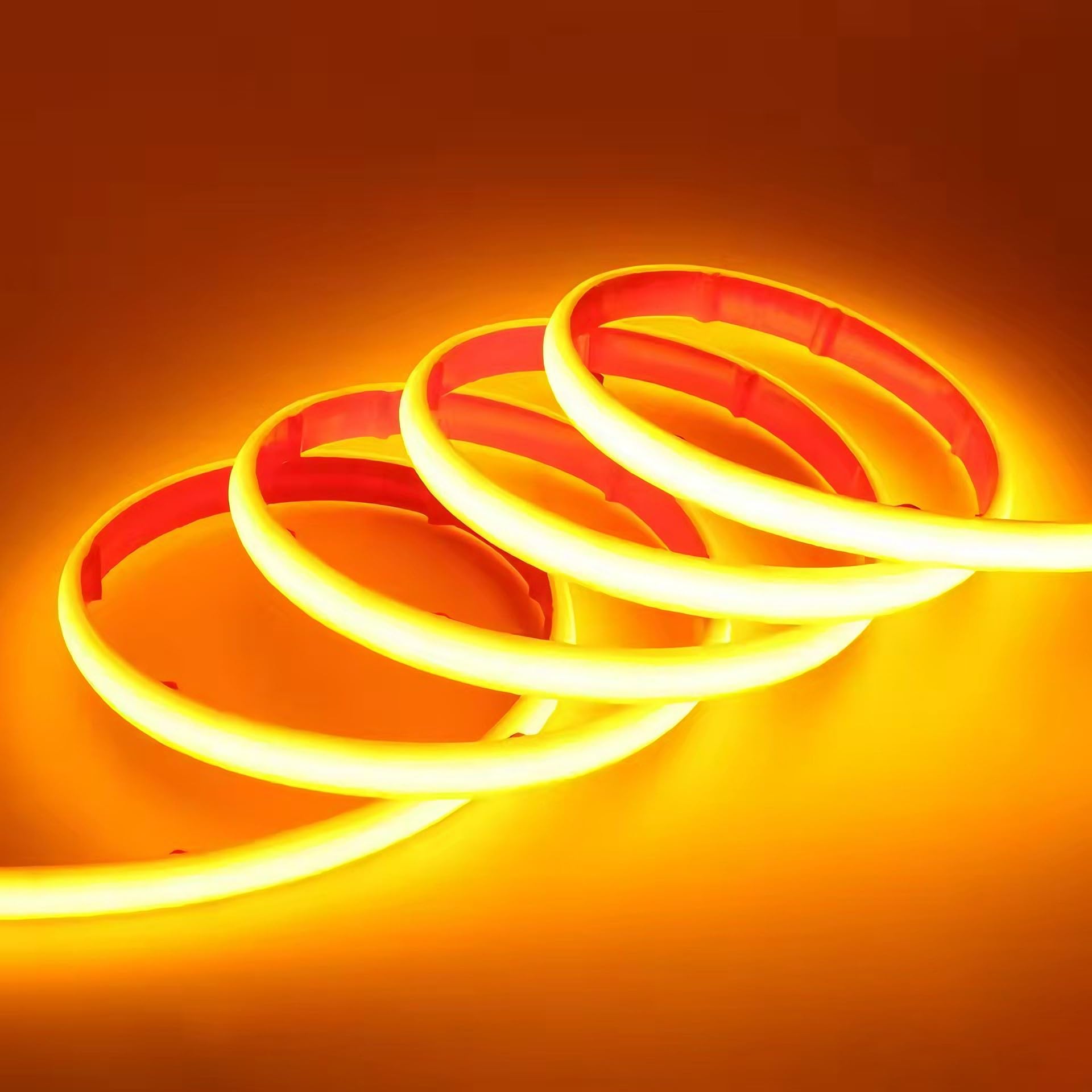 BININBOX COB LED Strip Light IP68 Waterproof Neon Rope 320 LEDs/m Cuttable LED 24V, Flexible Strip for Stairs, Aquarium, Pool, Bedroom, Christmas, Party Decoration (Golden Light, 50 Meters)