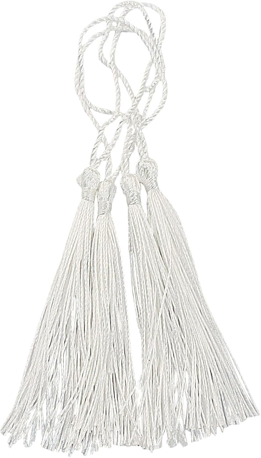 150 Pcs 130mm/5 Inch Silky Mini Tassels with Loops, Bookmark Tassels Bulk Perfect for Jewelry Making, DIY Projects(White)