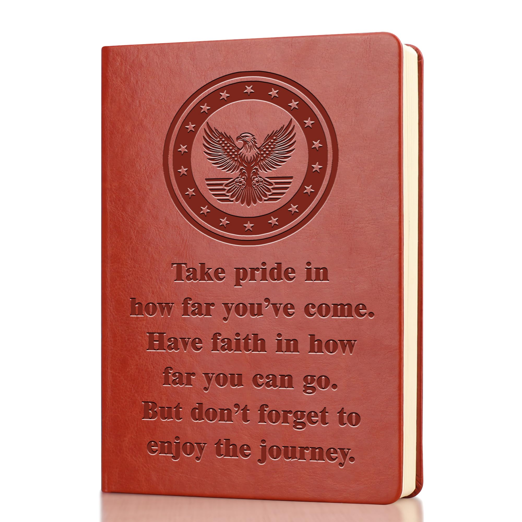 WHLBHG Army Leather Notebook Gift Take Pride in How Far You Have Come Military Deployment Gifts Graduation Gifts (take pride-Army)