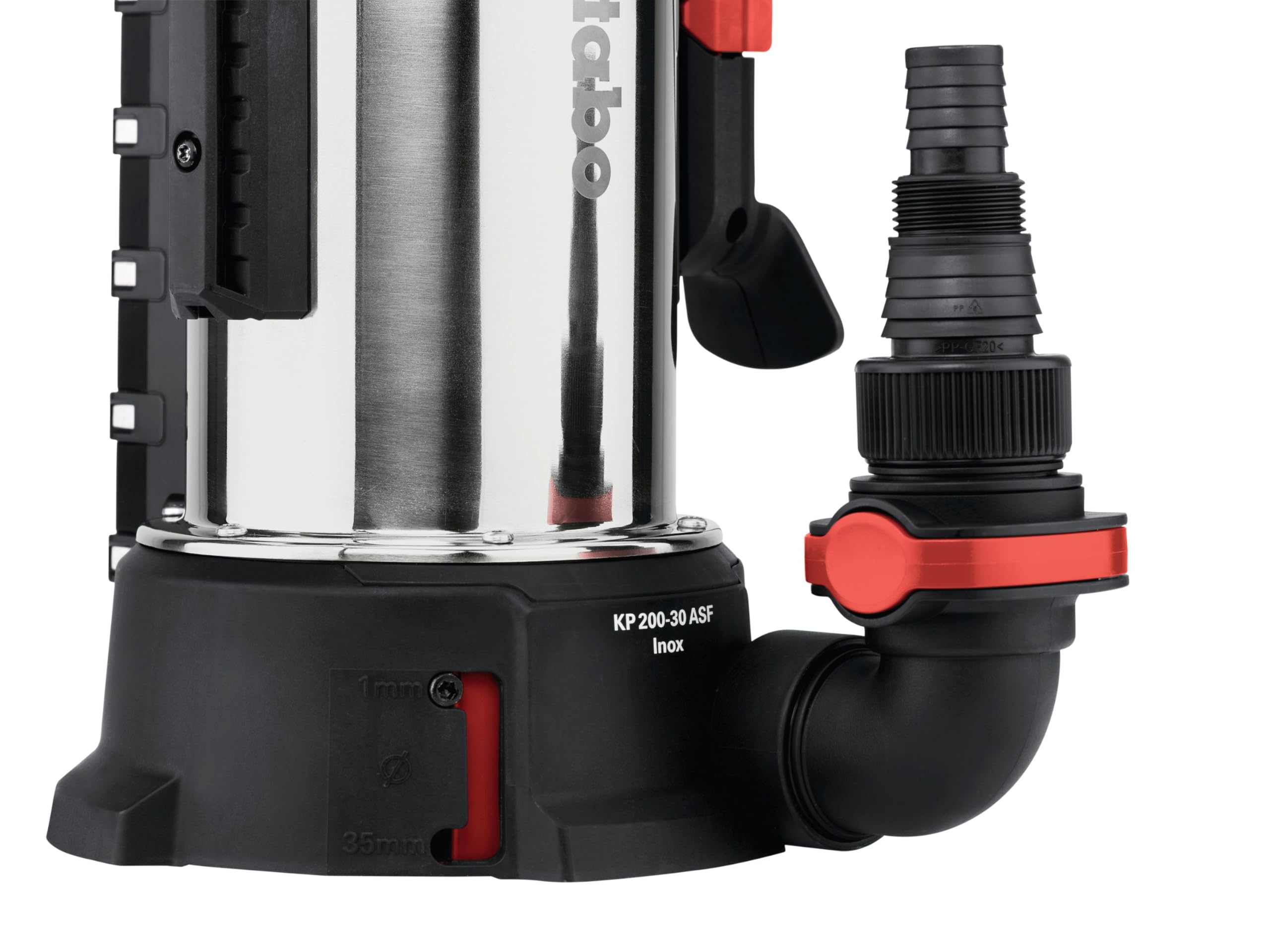 metabo Kombi‑Tauchpumpe KP 200‑35 ASF Inox - 620 W, 20.000 l/h, flachabsaugend bis 1 mm, Partikel bis 35 mm - Klar‑ & Schmutzwasser, elektronischer Schwimmerschalter, Edelstahlgehäuse, Quick‑Anschluss