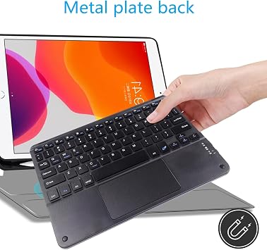 Bluetooth Keyboard with Touchpad, Ultra Slim Rechargeable Wireless Tablet Keyboard with Trackpad,Portable Universal Small Travel Keypad for iOS iPad Pro/iPad Air/iPad/iPad Mini,Android Windows(black)