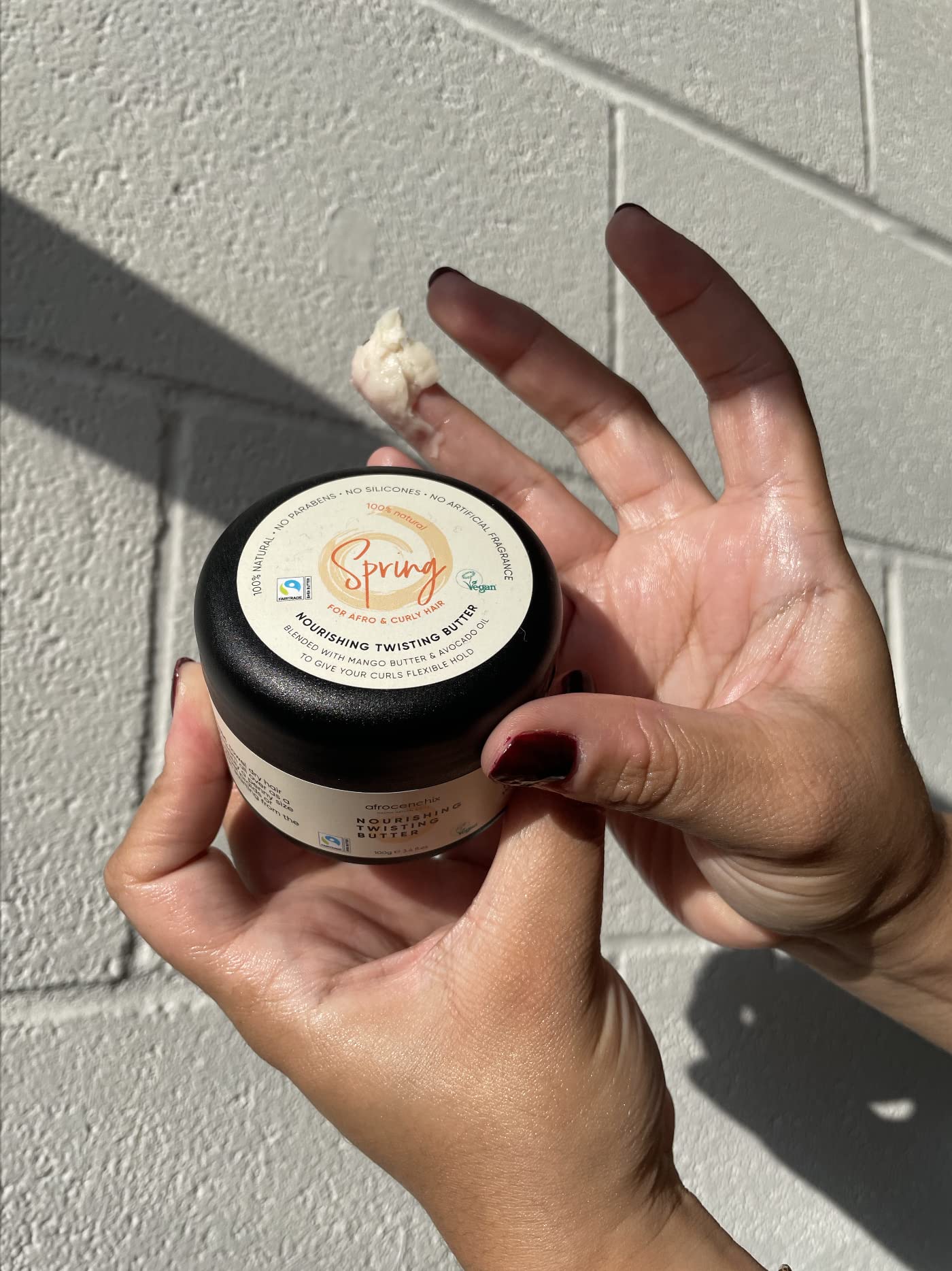 Spring Moisturising Hair Butter, with Mango Butter, Shea Butter & Avocado Oil extracts to Smooth Frizz, Add Shine, Repair Cuticles & Promote Length Retention for Afro & Curly Hair, 100 g