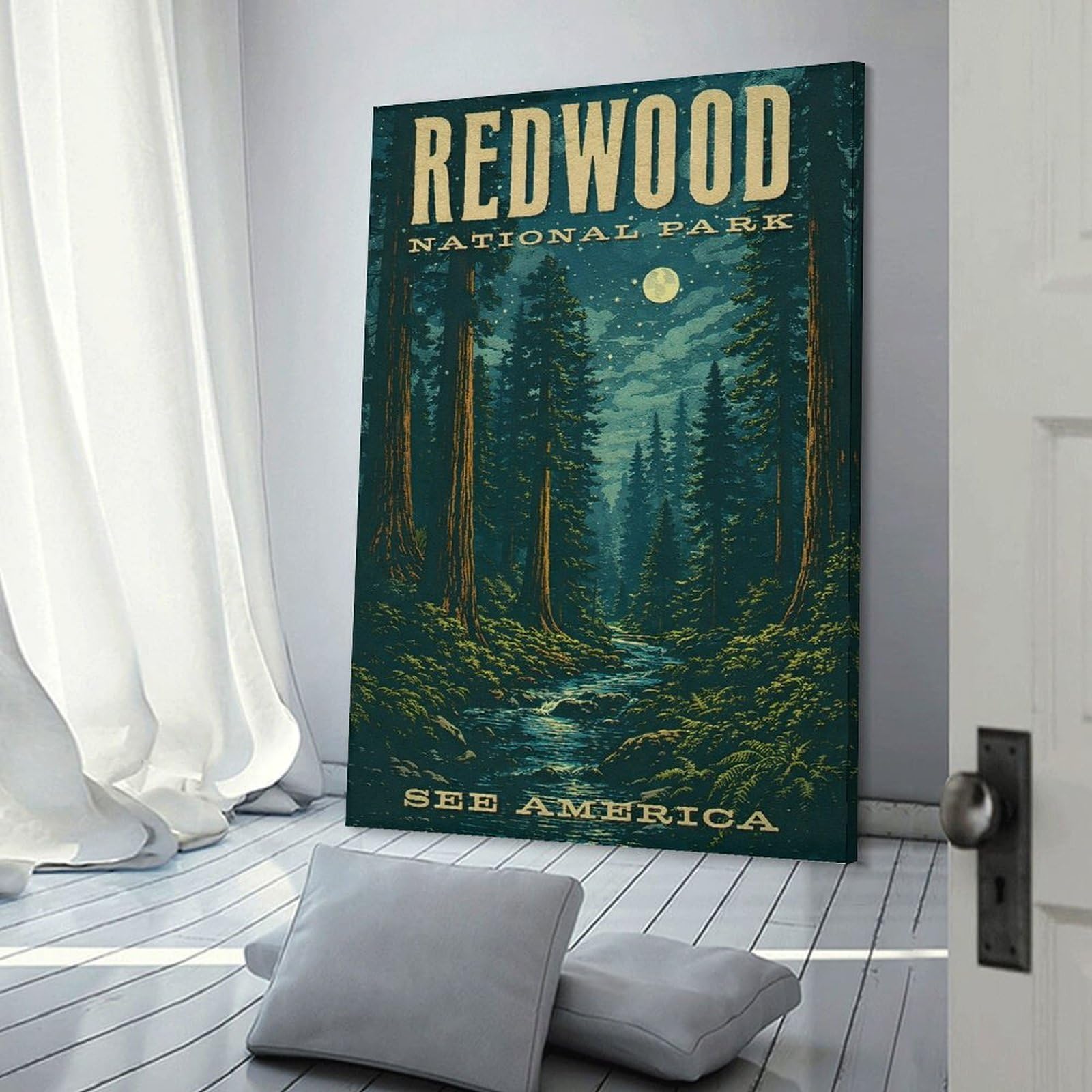 Junmoney Redwood National Park Vintage (2) Wall Picture Print, 24x36inch(60x90cm), for Art Walls, Layered Displays Or Homes, Home Wall Art for Statement Displays