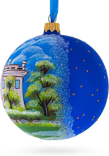 Miniatura 2 de Hito icónico Adorno navideño de bola de vidrio soplado de la Casa Blanca, Washington DC de 4 pulgadas