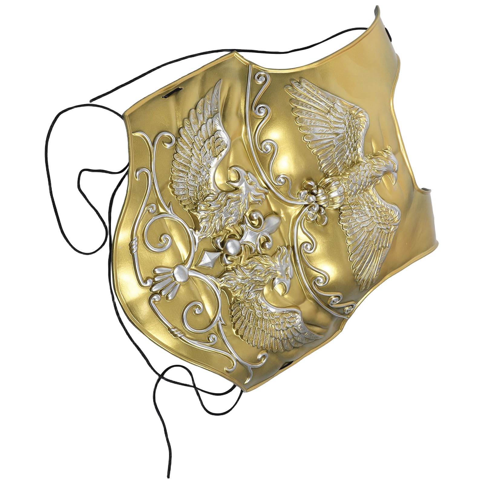 KOMBIUDA Men's Roman Knight Armour Breastplate, Plastic Golden Realistic Design, Lightweight Comfort, Easy Maintenance, Halloween Cosplay Accessory for Collector Displays