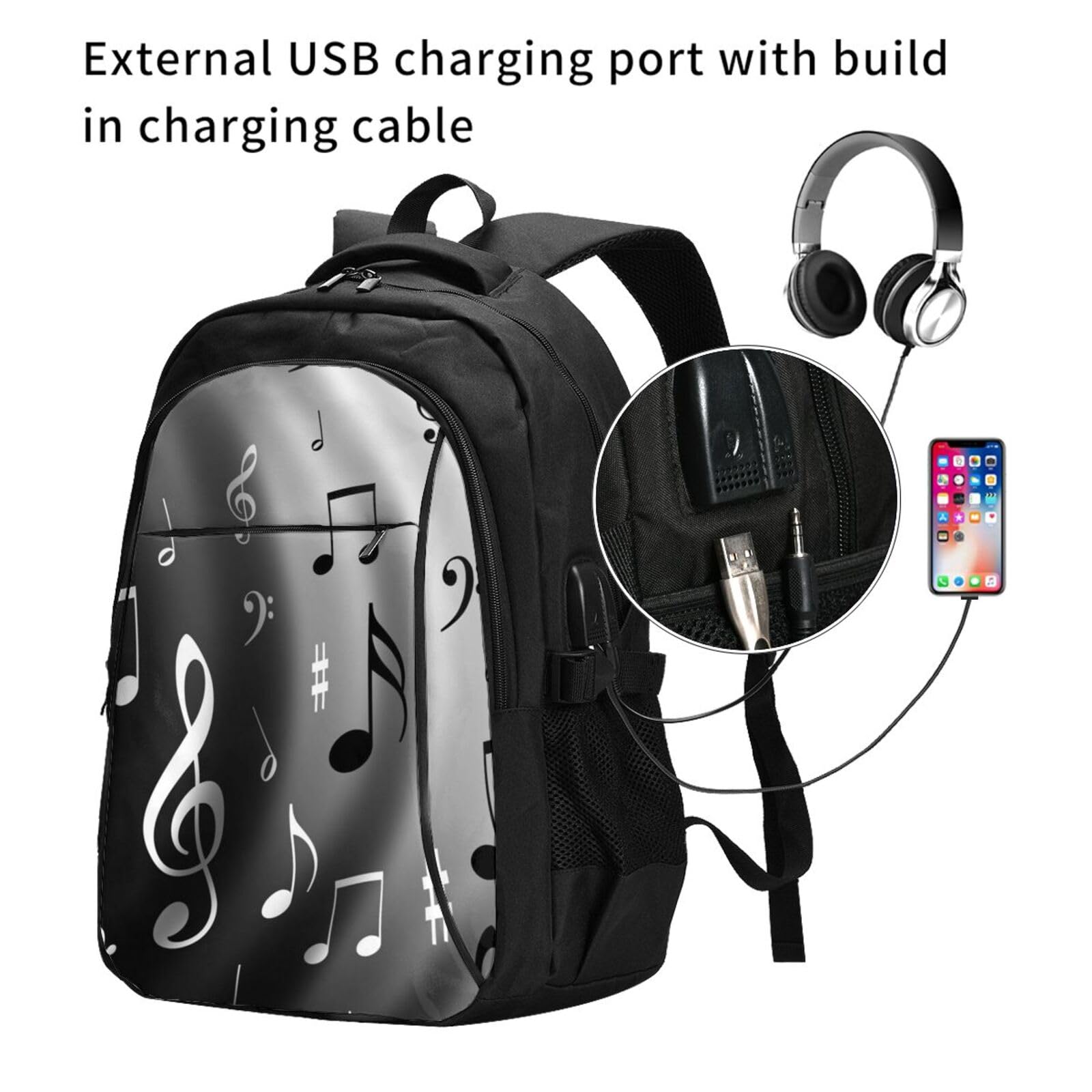 InOmak Noten drucken, Reiserucksack, Freizeitrucksack, Schulrucksack, Laptop-Rucksack für Damen und Herren