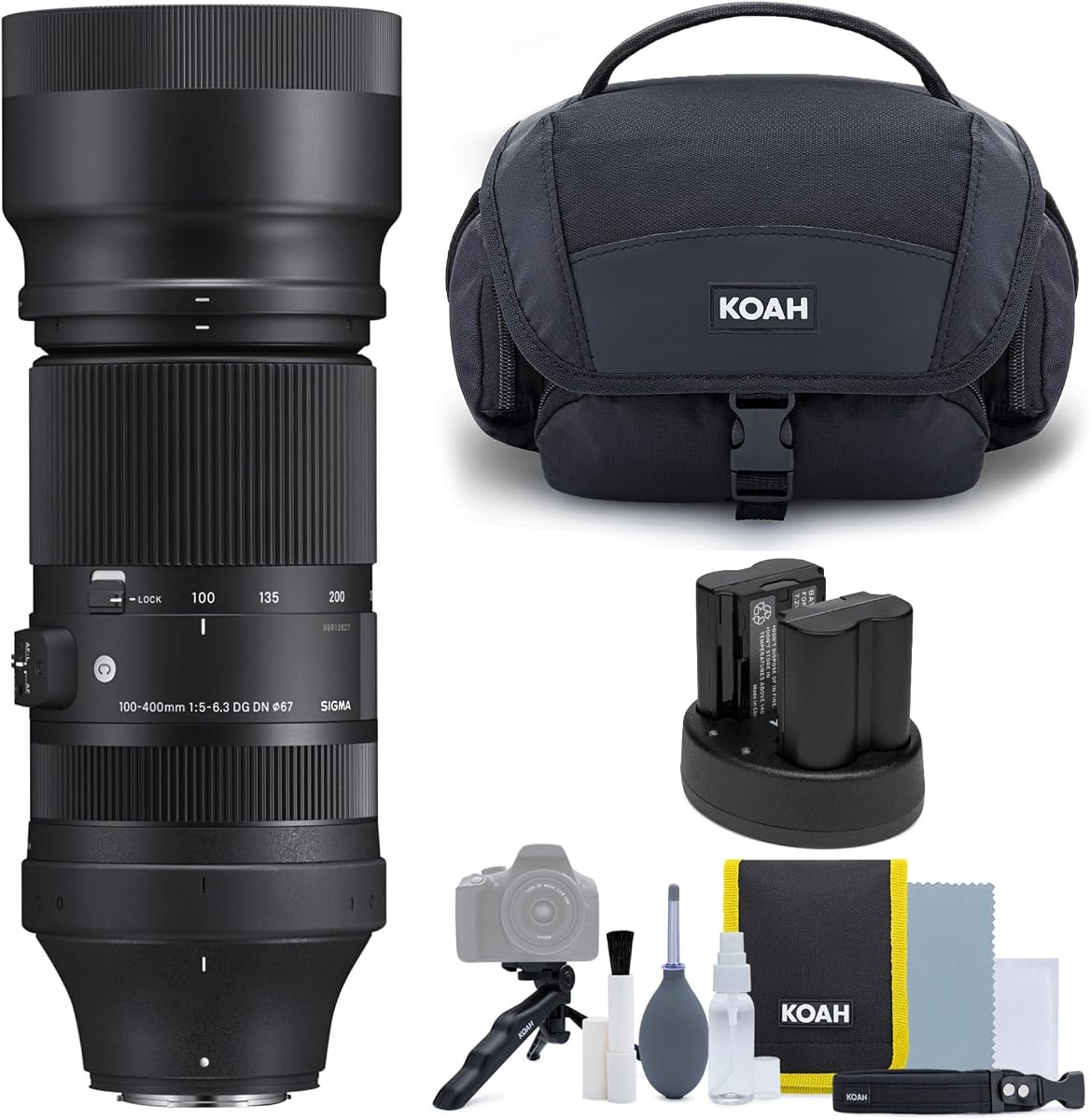 Sigma 100-400mm F5-6.3 DG DN OS Lens Bundle | Contemporary Telephoto Zoom for Fujifilm X Mount Cameras, Camera Bag, Smooth Focusing, (3 items)