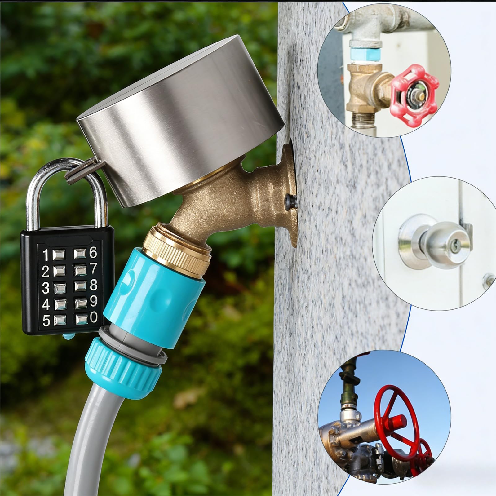 Serratura del rubinetto, Coperchio della serratura del rubinetto, Antifurto e Risparmio d'acqua, Lucchetto dell'acqua in acciaio inox per rubinetto esterno, Adatto per giardino, camera e cucina
