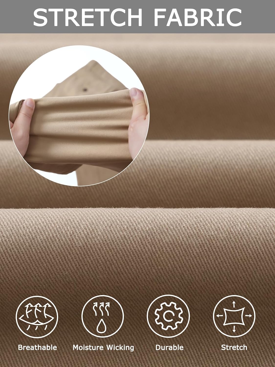 Plaid&Plain Men’s Slim Fit Khaki Pants Men’s Tapered Chino Pants - Image 4