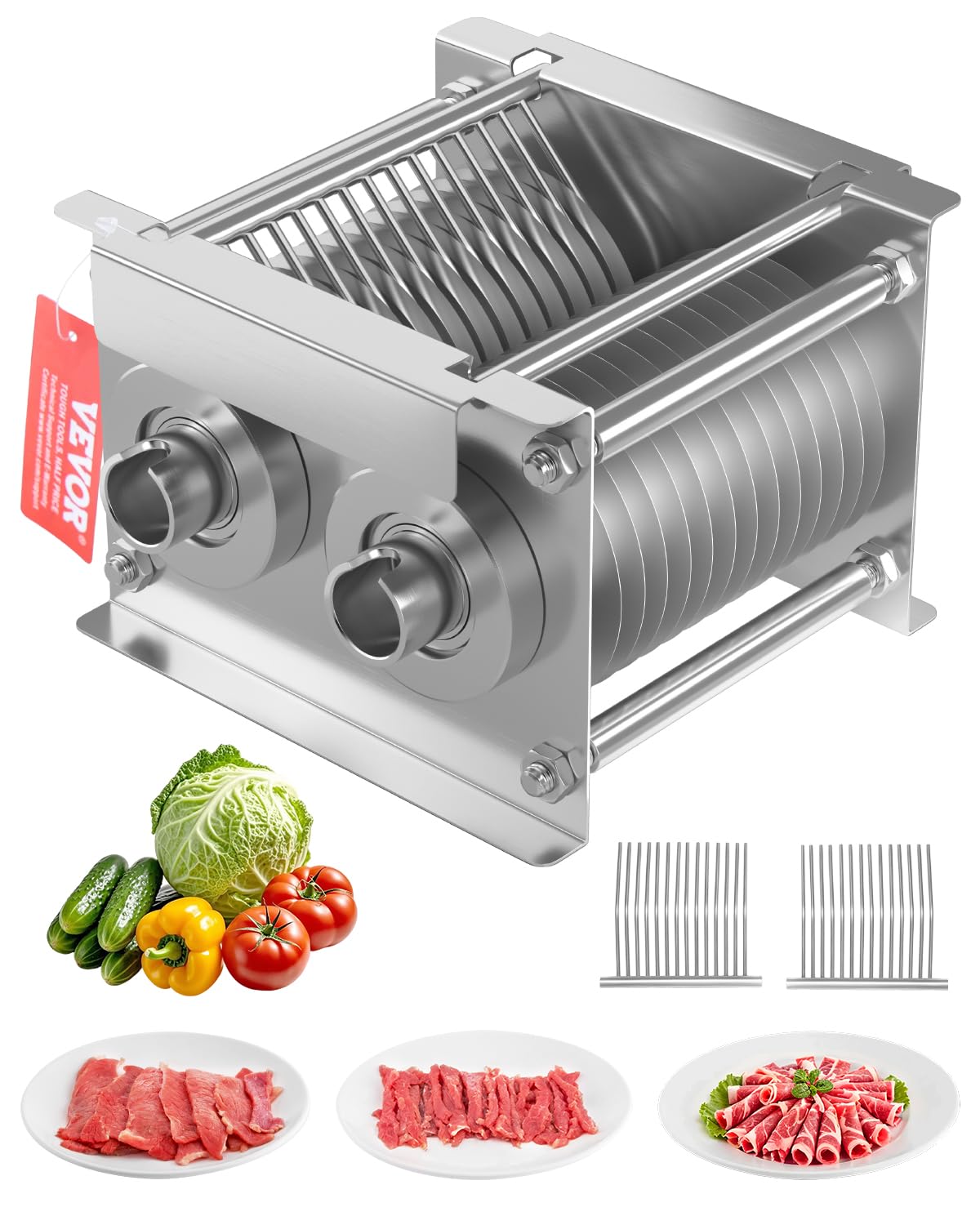 VEVOR Lame de coupe-viande commerciale, 7 mm, ensemble de lames pour machine à couper la viande SJY-DQ90, acier inoxydable, ensemble de lames de trancheuse à viande, pour viande désossée, légumes mous
