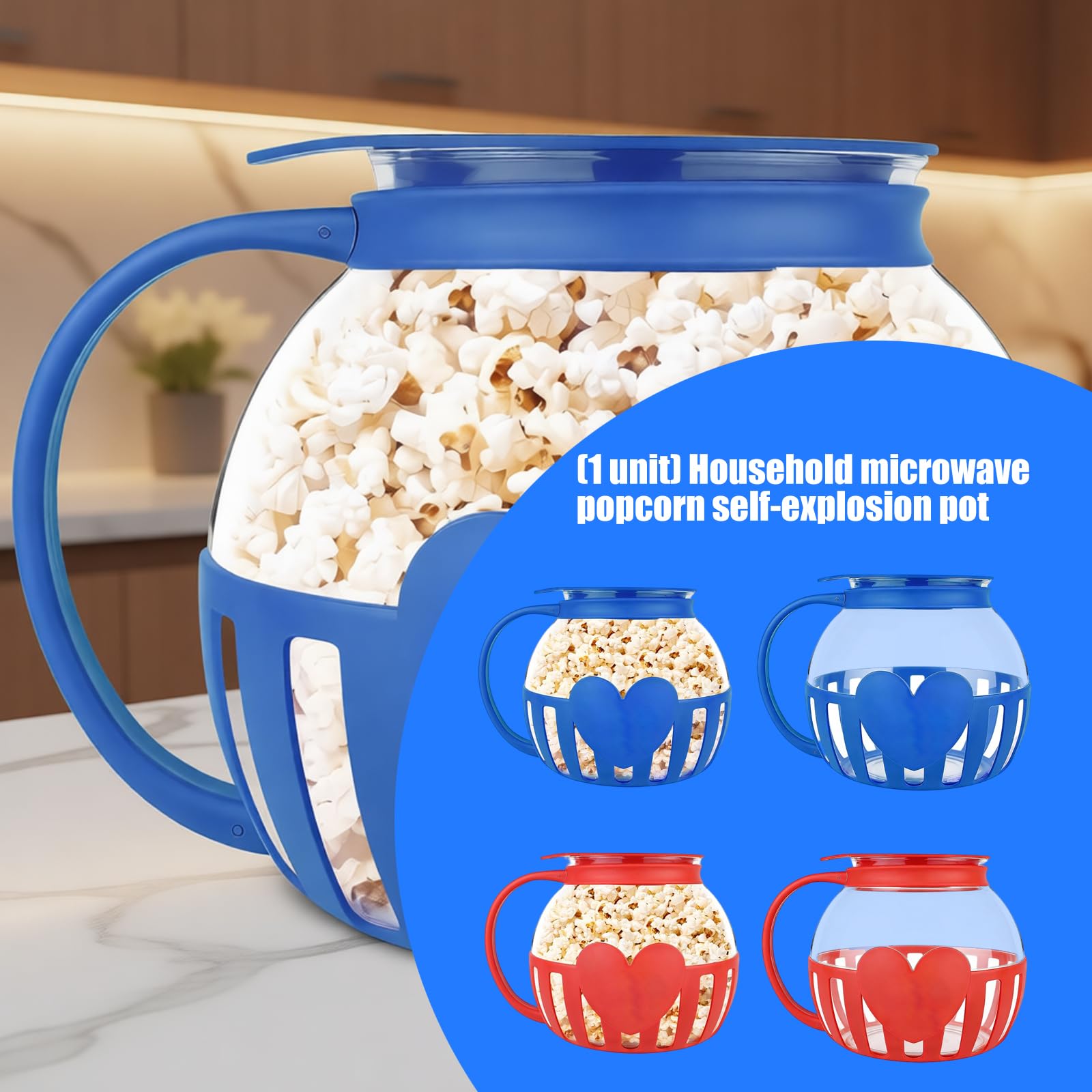 PANGBOER Micro-Ondes Riz soufflé Air Popper Micro-Ondes Verre Borosilicate Machine à Riz soufflé Pot Accessoires de Cuisine Fabricant
