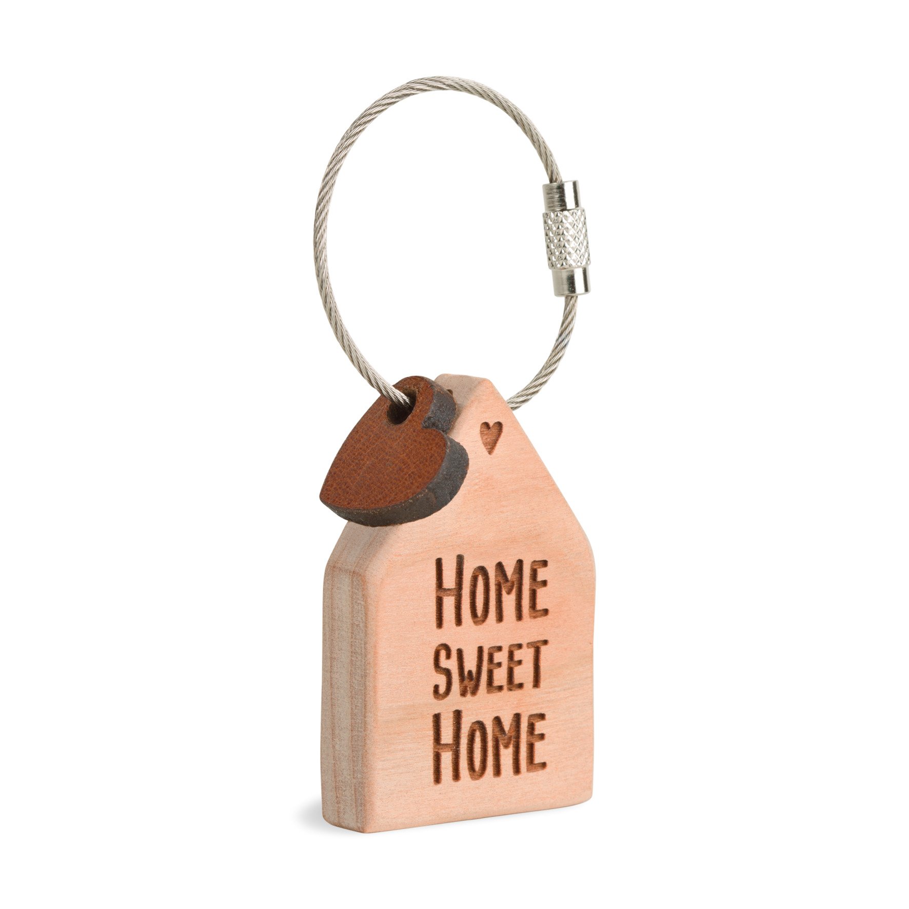 Cherry Wood Key Ring with Laser Engraving, Ideal as a Gift Idea, Saying Selectable 14,5 x 12,5 cm Home sweet home
