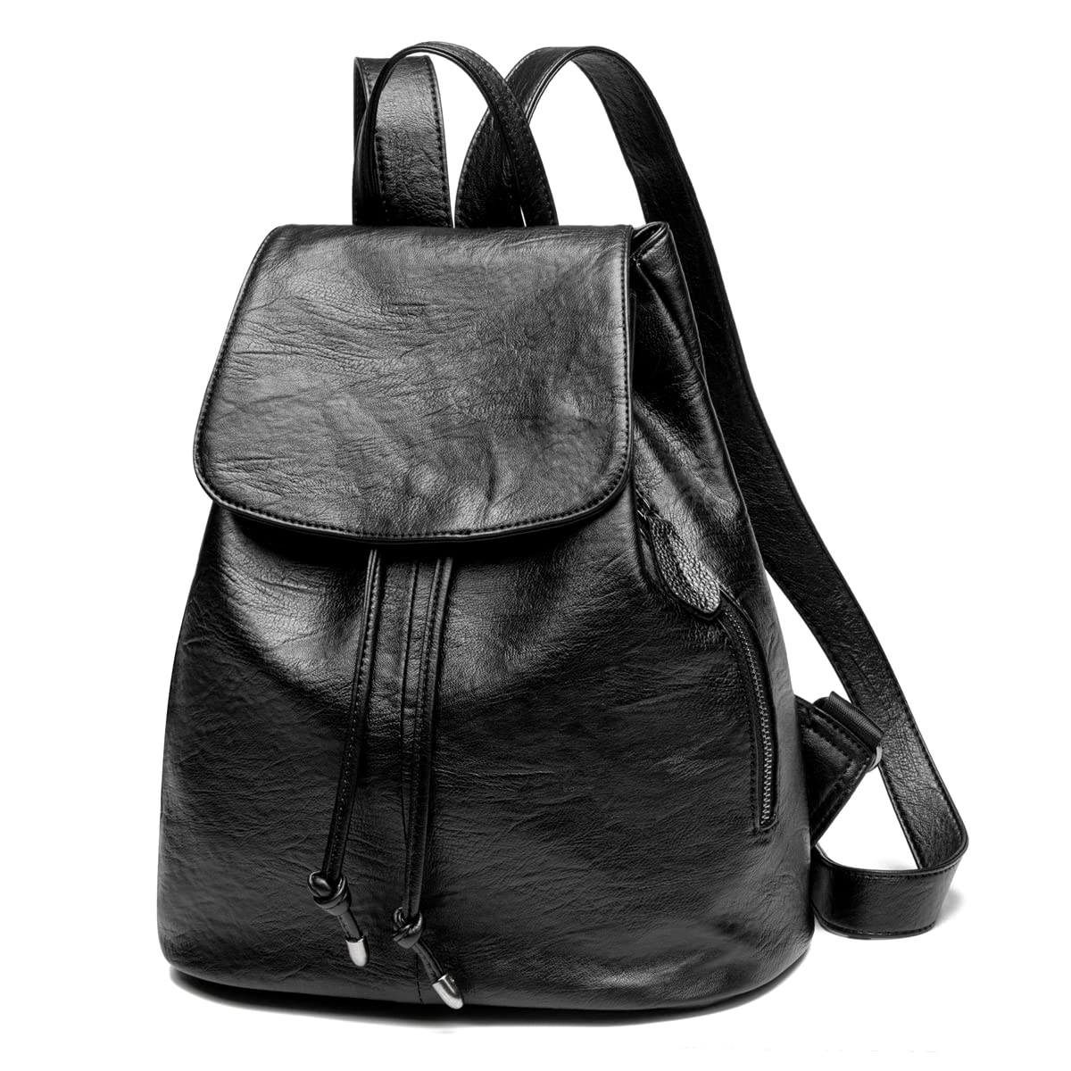 Mochila Casual para Mujer de PU Cuero Suave, Bolsa con Cierre de Cordón Antirrobo Escolar, Mochila Clásica Elegante Ligero Impermeable Multibolsillos Ideal para Trabajo, Escuela y Viaje