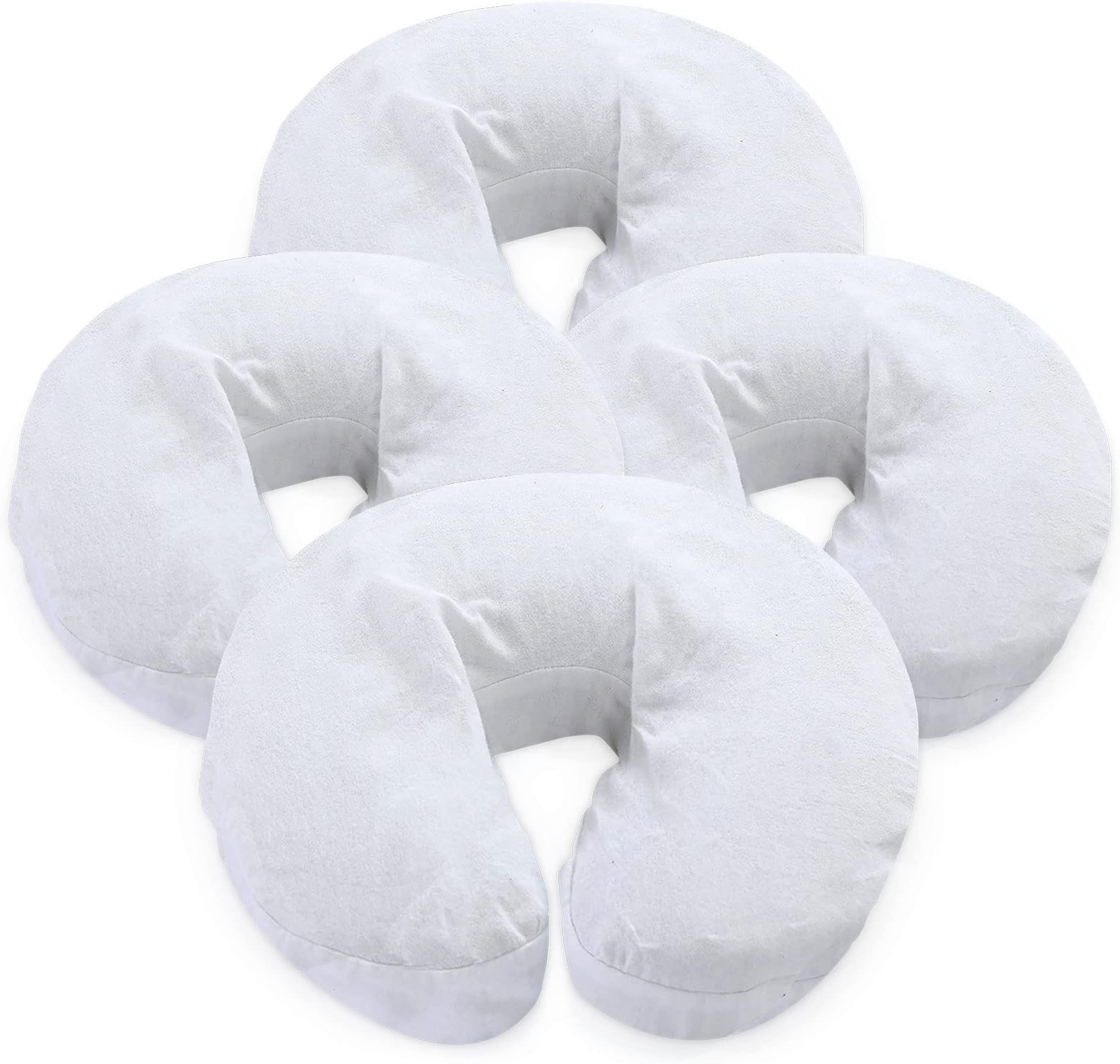 London Linens Pack of 4, Premium Extra Thick 100% Cotton Flannel Massage Tables Face Cradle Covers Cozies Fitted - Includes 4 pcs (White)