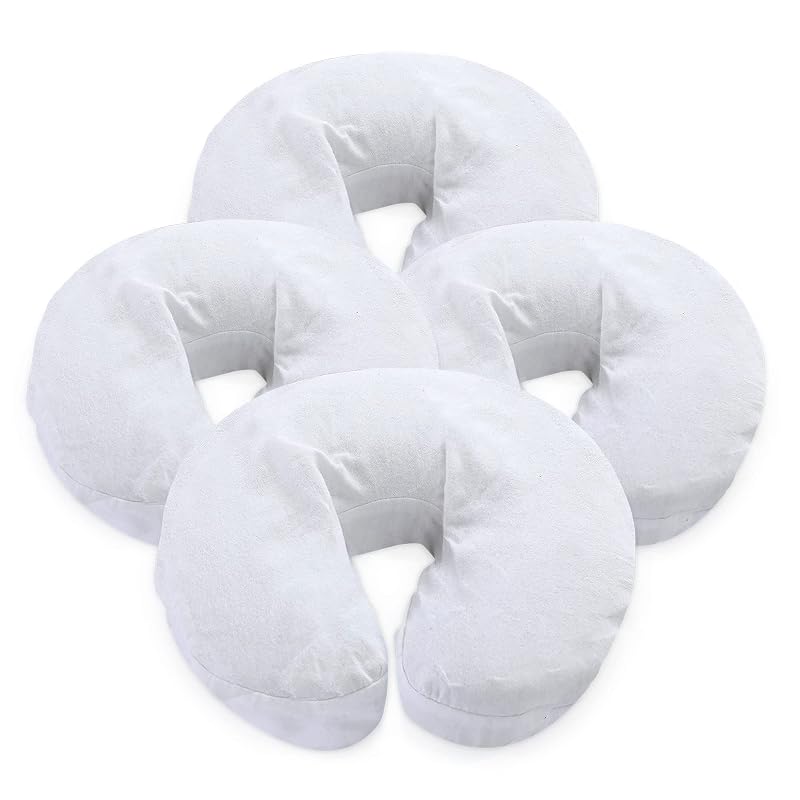 LONDON LINENS Capas para apoio facial de mesa de massagem, pacote com 4, algodão flanelado branco