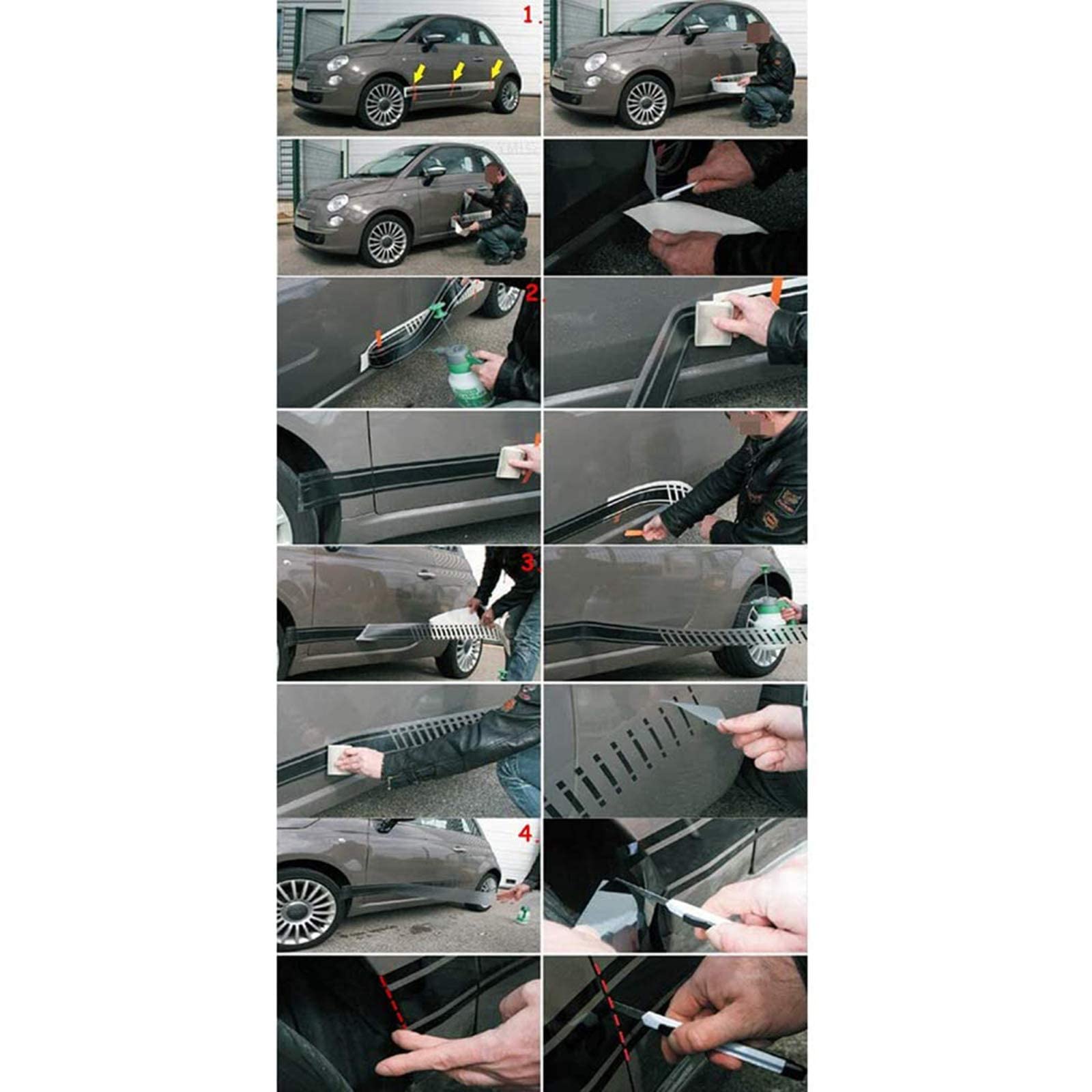 Autodeur Side Stripes Stickers Decals voor Suzuki Swift,Custom Stickers Deur Side Body Rok Decor Stickers Vinyl Decals,B-White