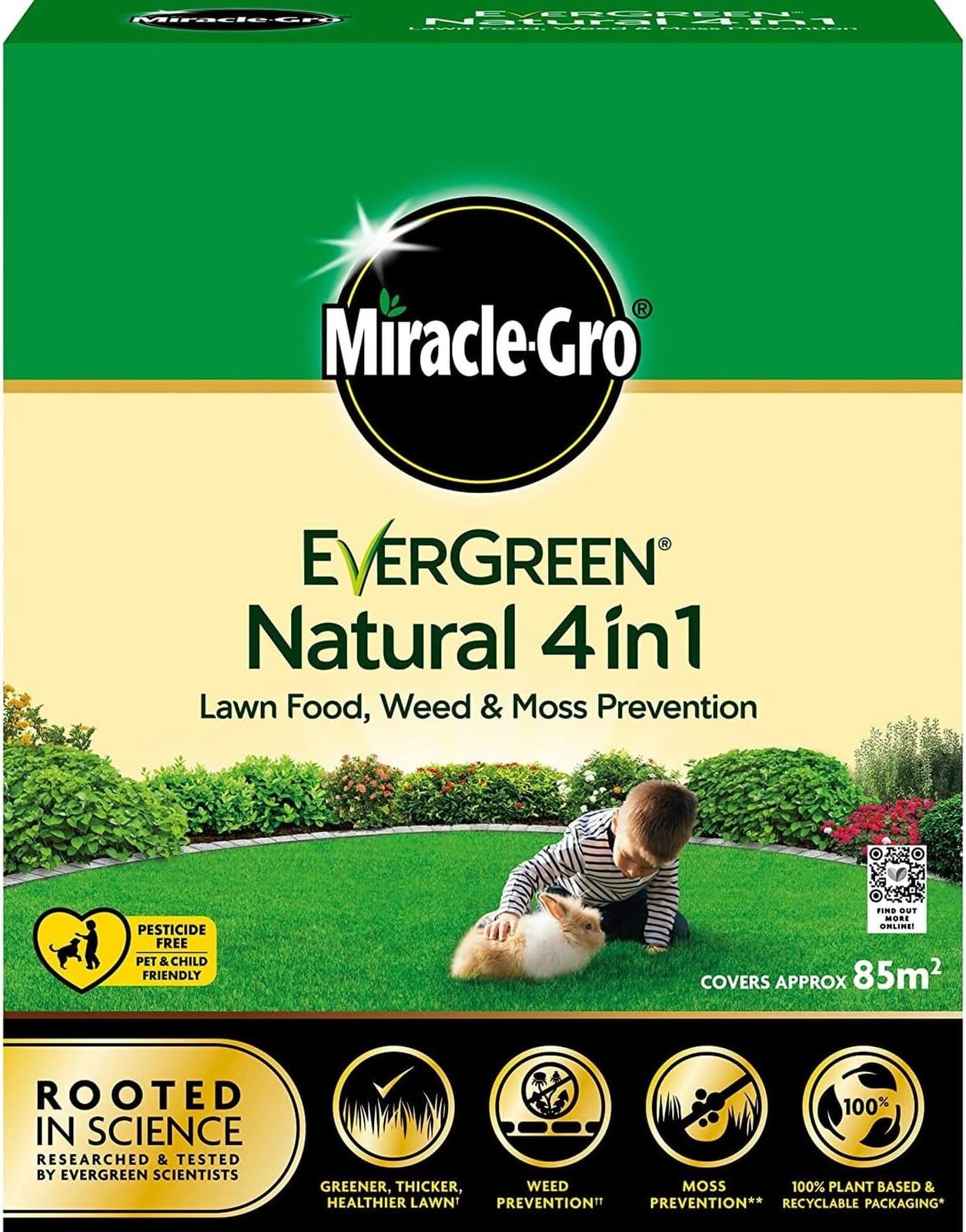 AMKMiracle Gro Evergreen 4 in 1 Lawn Feed Weed & Mosskiller 85m2 Moss Killer 3.5kg Natural Fertiliser Food