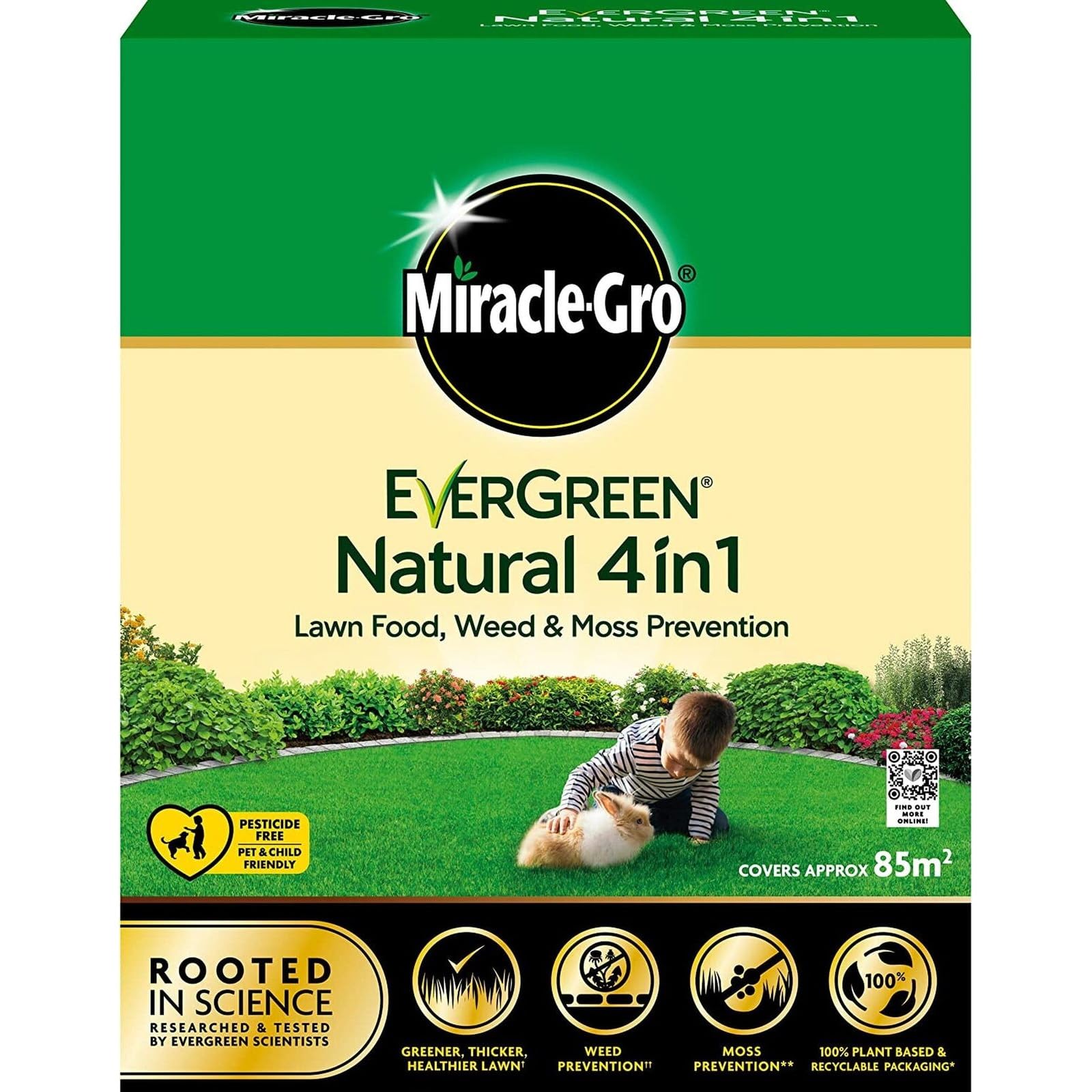 AMKMiracle Gro Evergreen 4 in 1 Lawn Feed Weed & Mosskiller 85m2 Moss Killer 3.5kg Natural Fertiliser Food