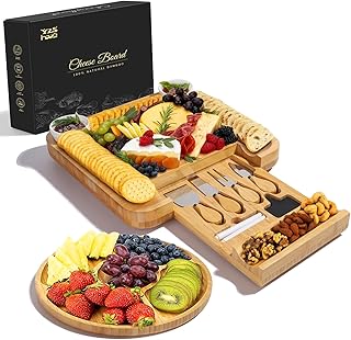 YZS Bamboo Charcuterie Boards Set -Unique Cheese Board with Accessories ...